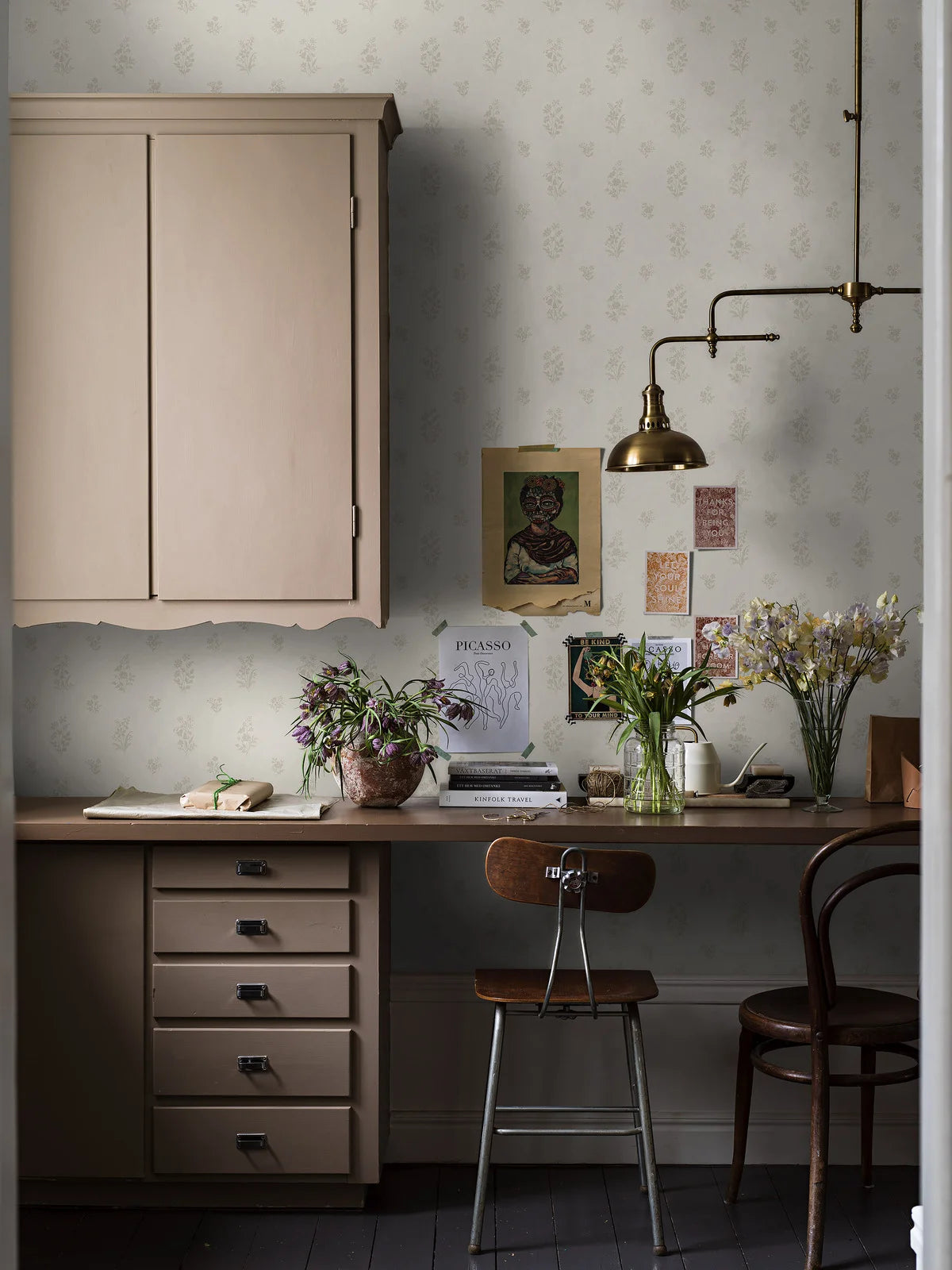 Vlies-Tapete mit pflanzlichem Muster PETIT FLEURS beige