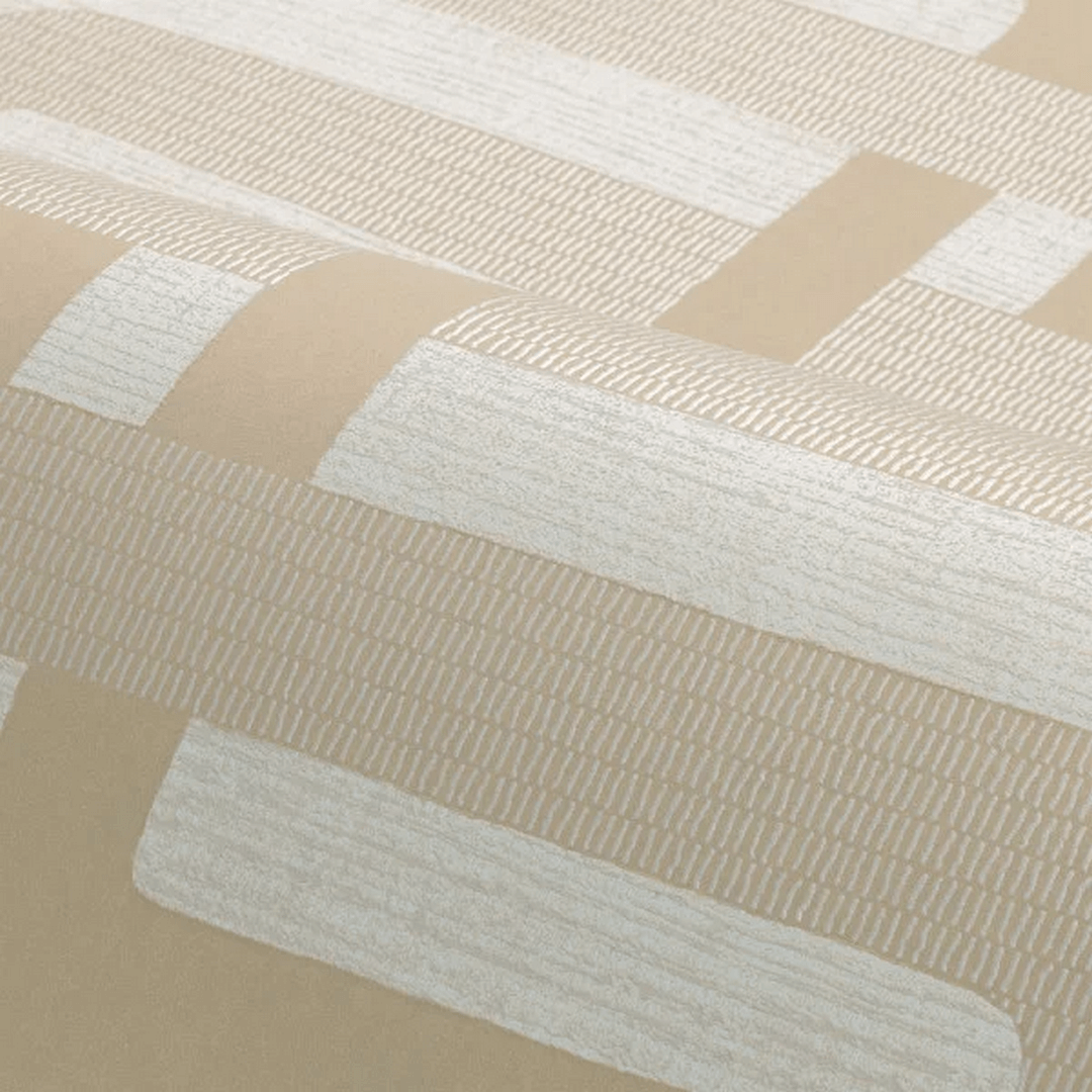 Structuurtapijt met geometrisch patroon MATJARA - SABLE/NACRÉ lichtbeige