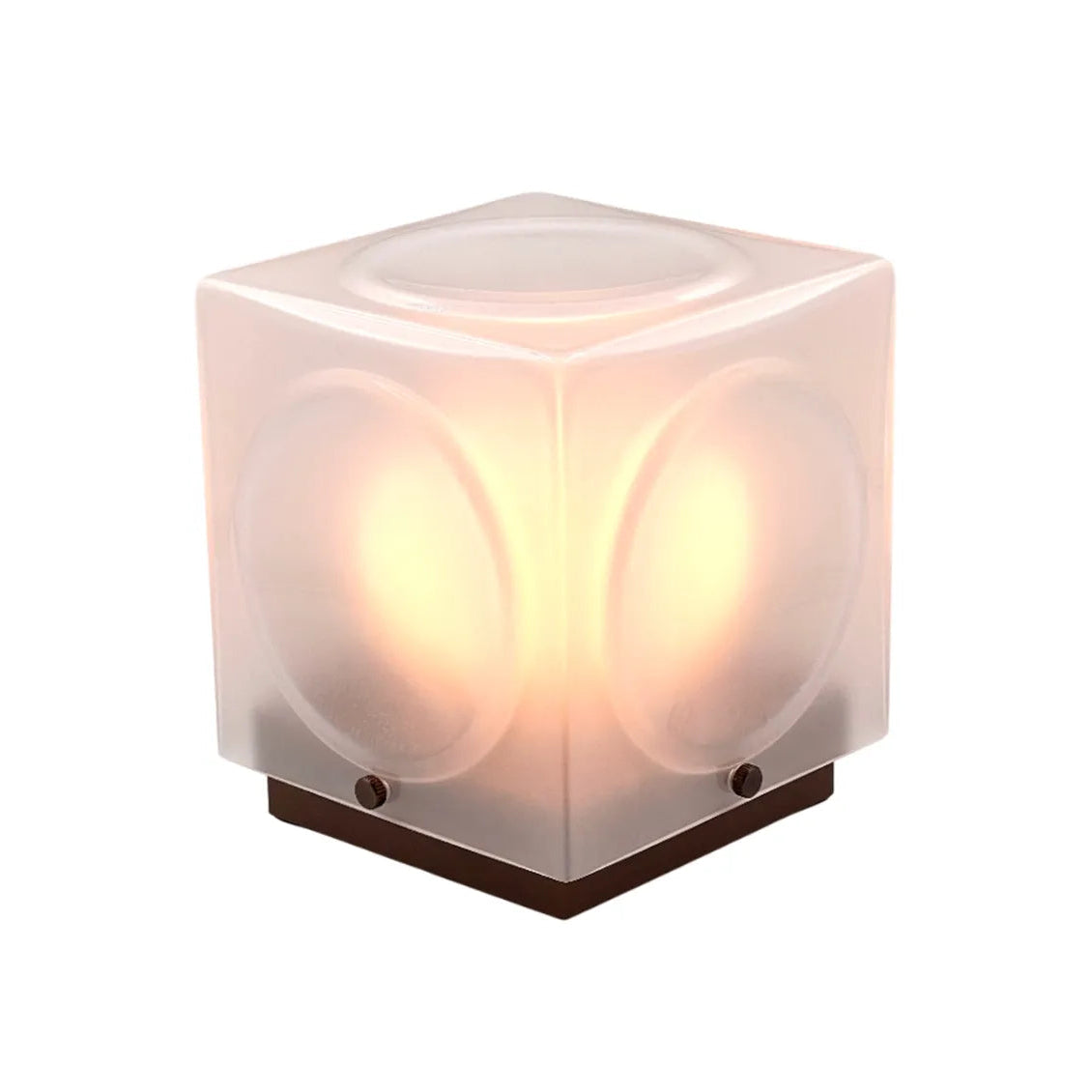 Draagbare lamp CHANT met een matte kap en een bronzen voet.