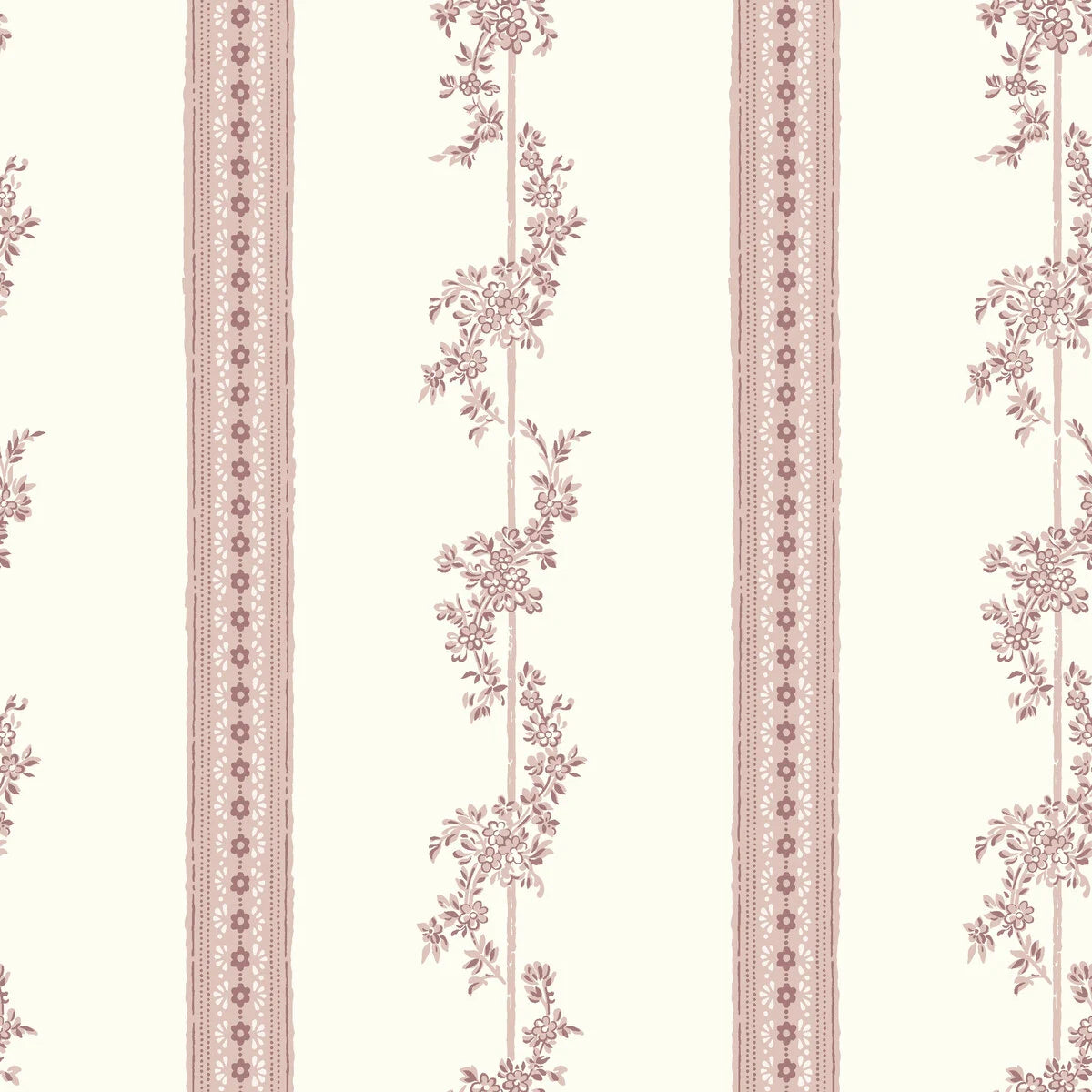 Vlies-Tapete mit pflanzlichem Muster DROTTNINGHOLM in Rosa mit Creme