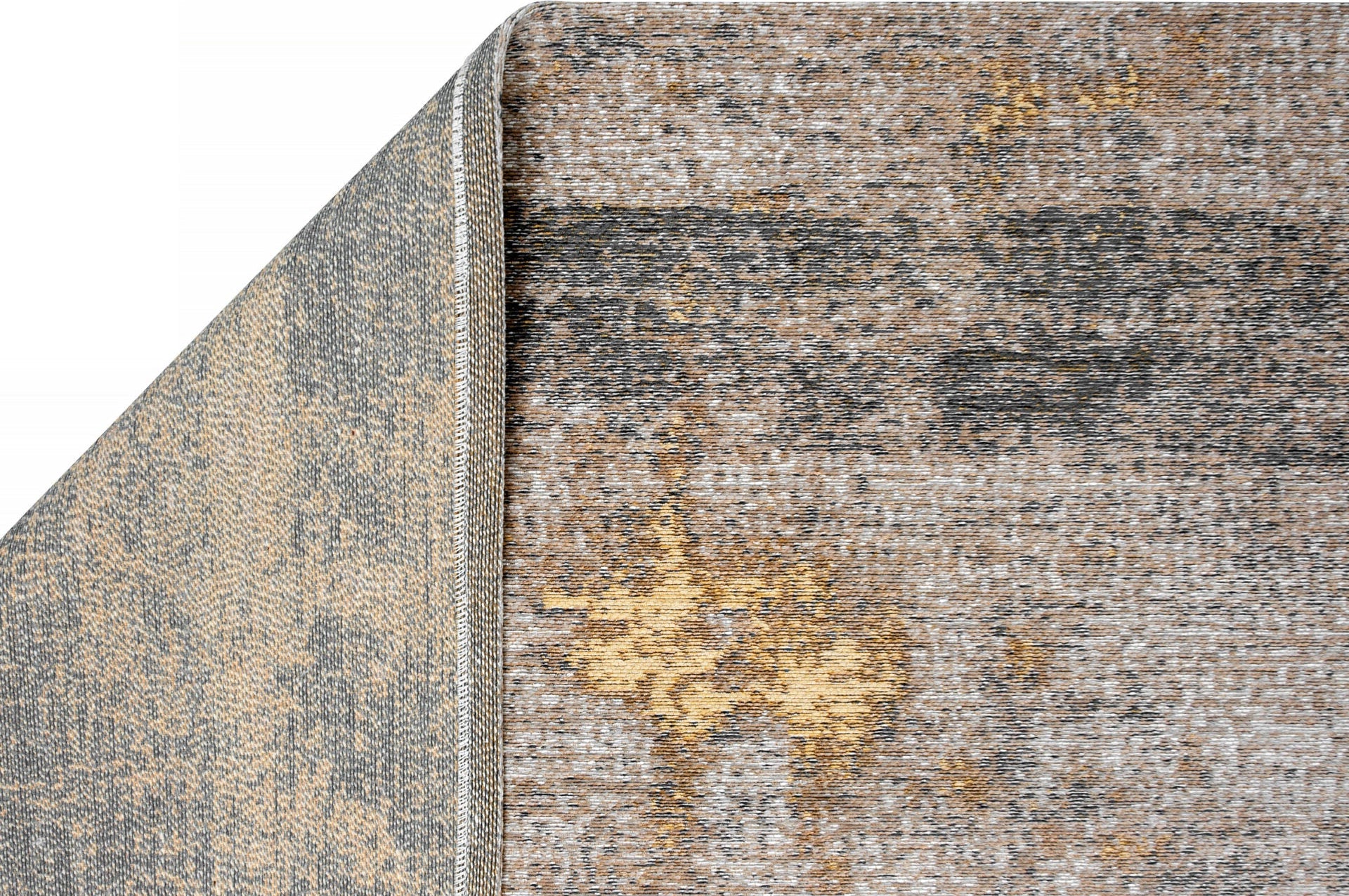 DECO RUGS Gray Rug with Yellow