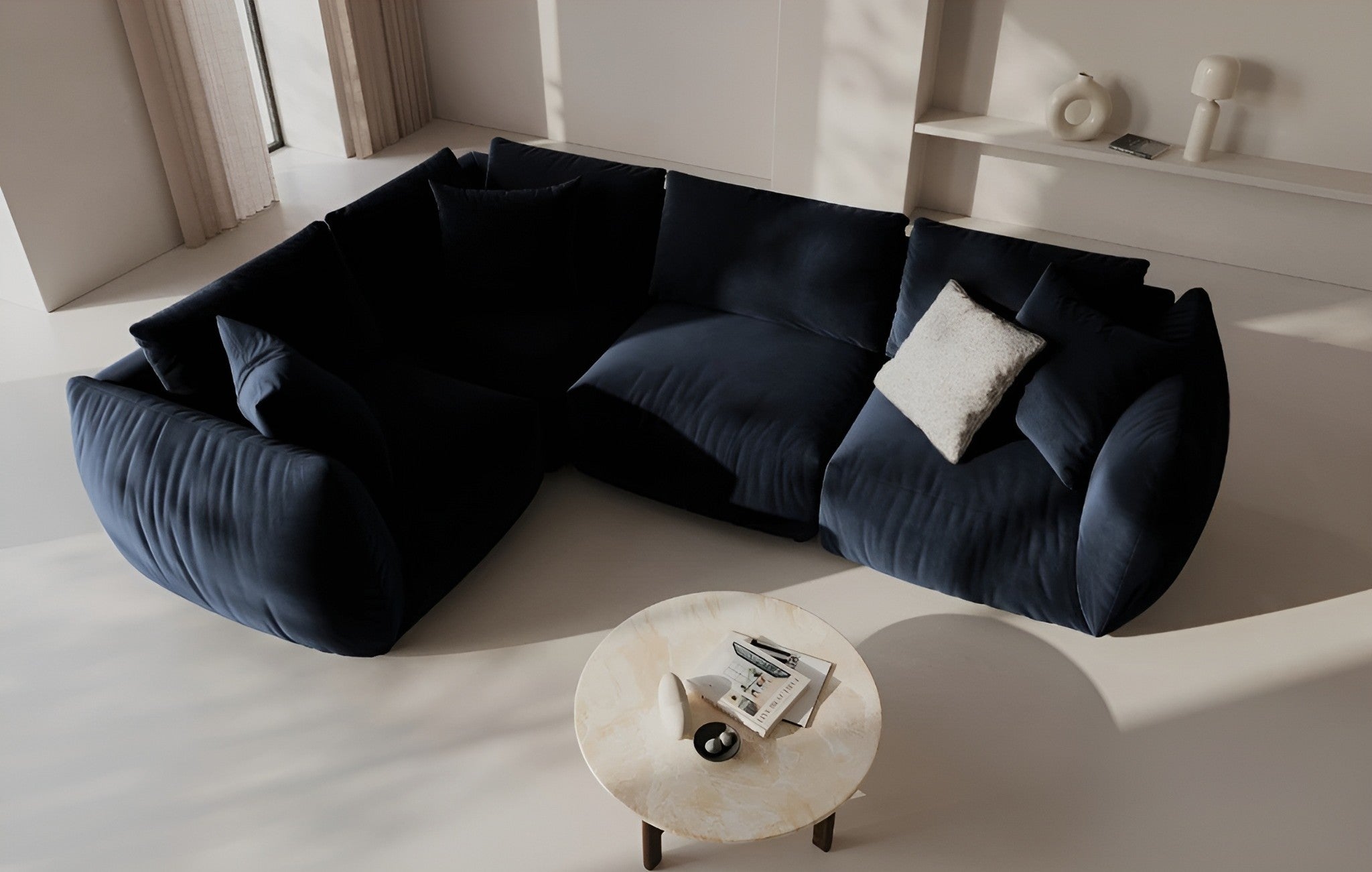 Modulares Samtsofa CHRIS - linkes Element in königsblau
