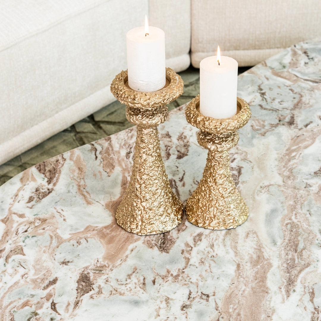 Beige CORONEL salontafel met marmeren blad