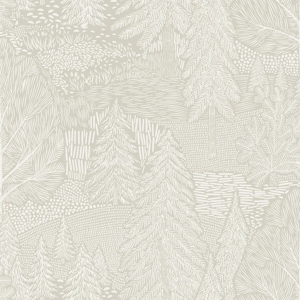 Behang met plantenmotief bomen NOORDEN BOS beige