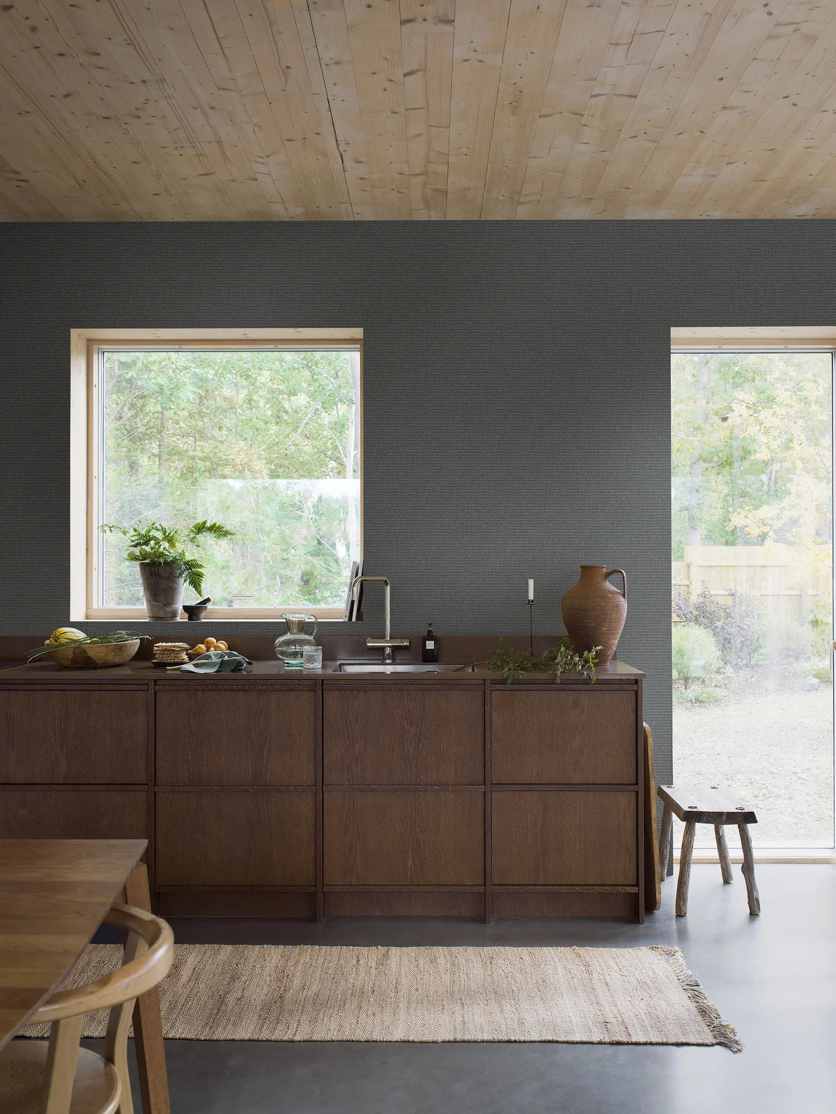 Geometrisch patroon behang WILLOWHERB marineblauw