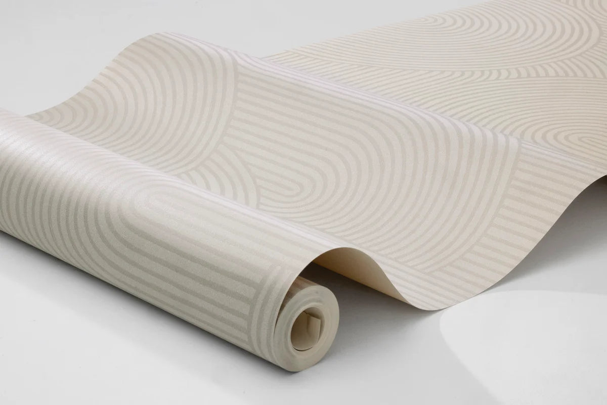 Vliesbehang van papier met geometrisch patroon ZEN donkerbeige