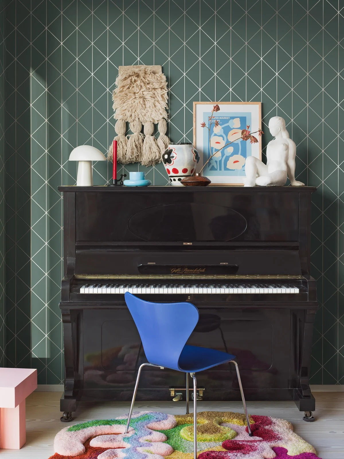 Vliesbehang met geometrisch patroon DIAMONDS groen