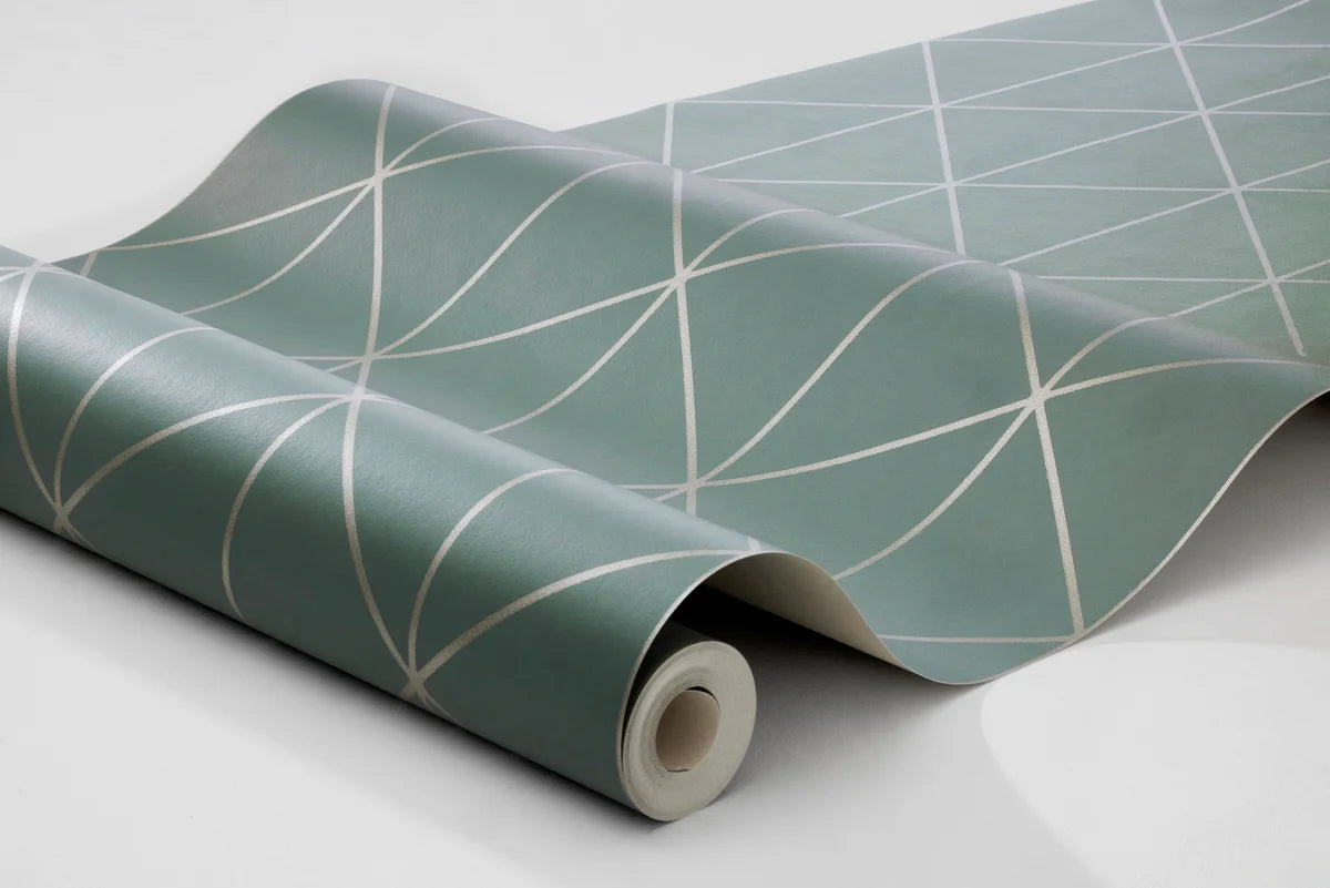 Vliesbehang met geometrisch patroon DIAMONDS groen