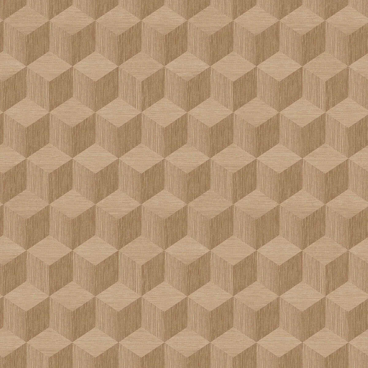 Non-woven paper wallpaper with a geometric pattern CUBE dark beige