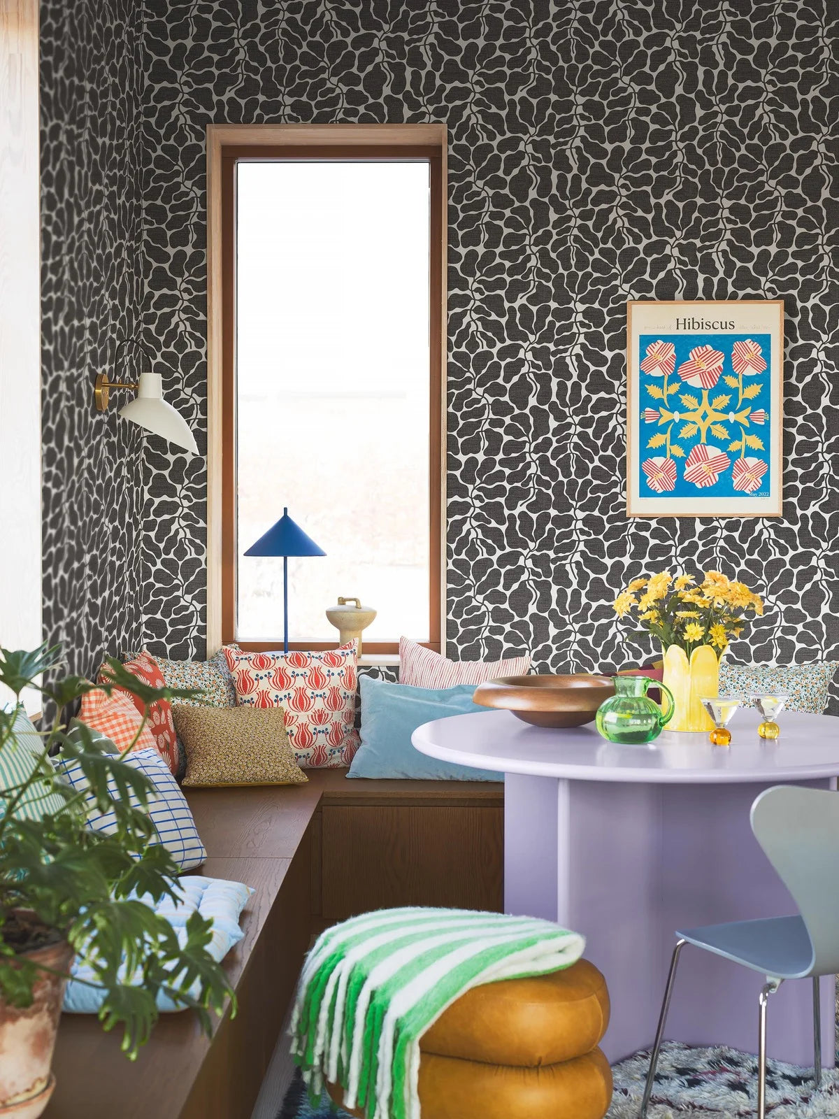 Vliesbehang met plantaal patroon MY SECRET GARDEN zwart met wit