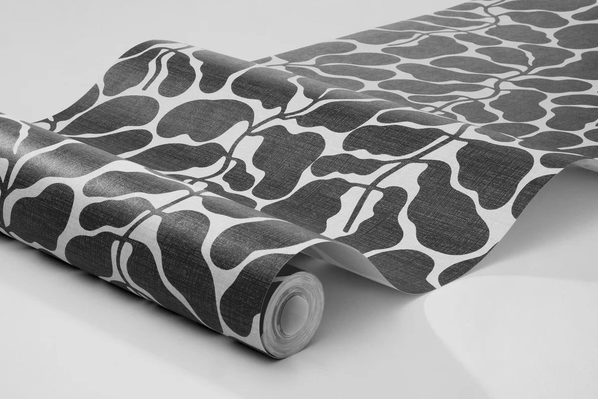 Vliesbehang met plantaal patroon MY SECRET GARDEN zwart met wit