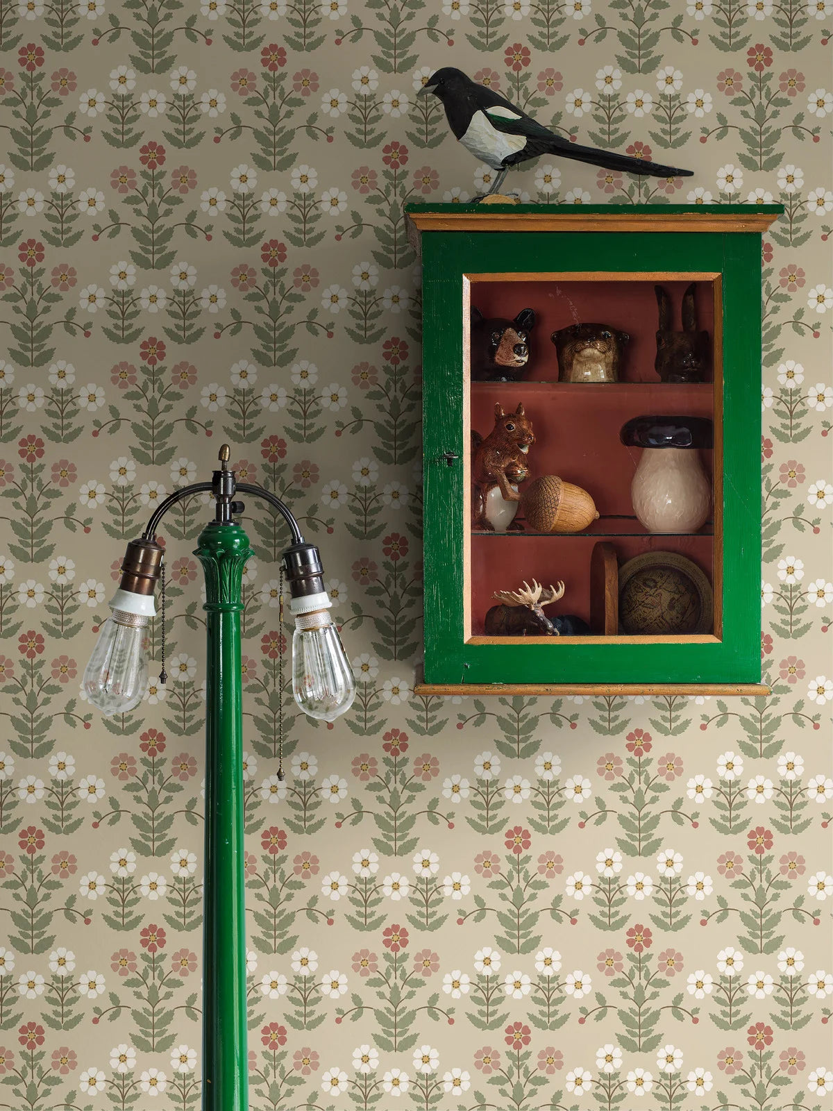 Beige wandtapijt met bloemenmotief SIPPOR bruin met wit