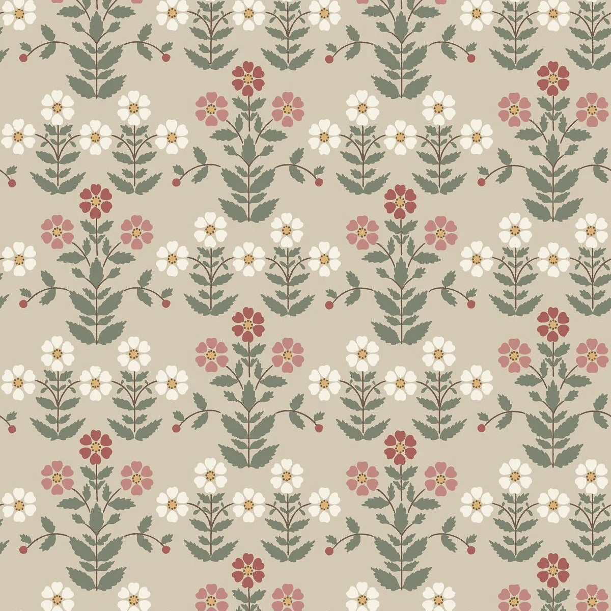 Beige wandtapijt met bloemenmotief SIPPOR bruin met wit