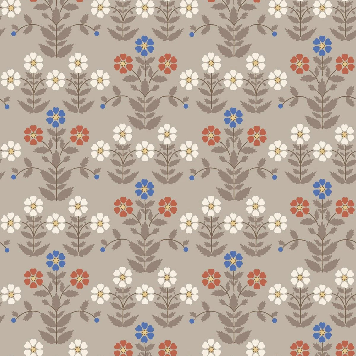 Beige wandtapijt met bloemenmotief SIPPOR bruin met rood