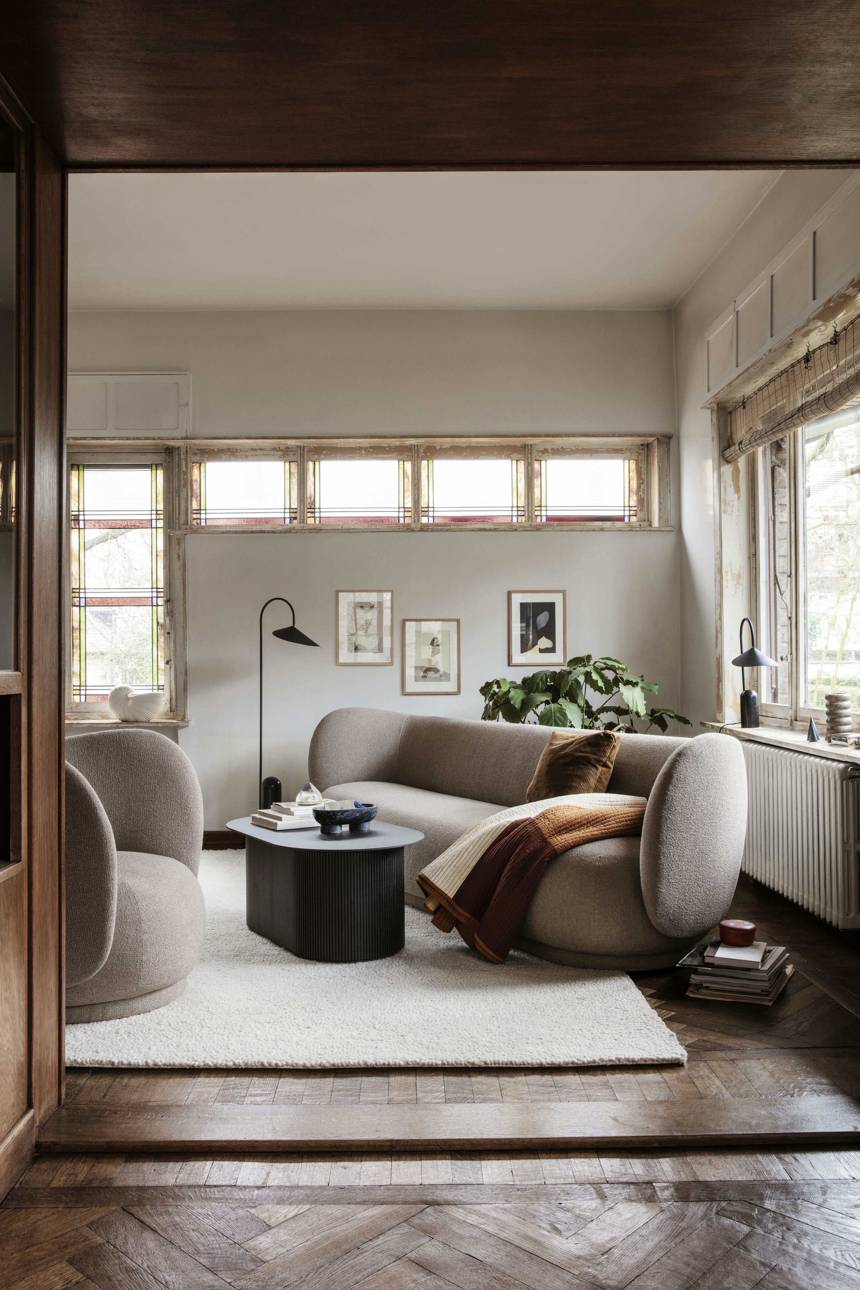 Sofa 4-persoons RICO Vervaagd Fluweel beige