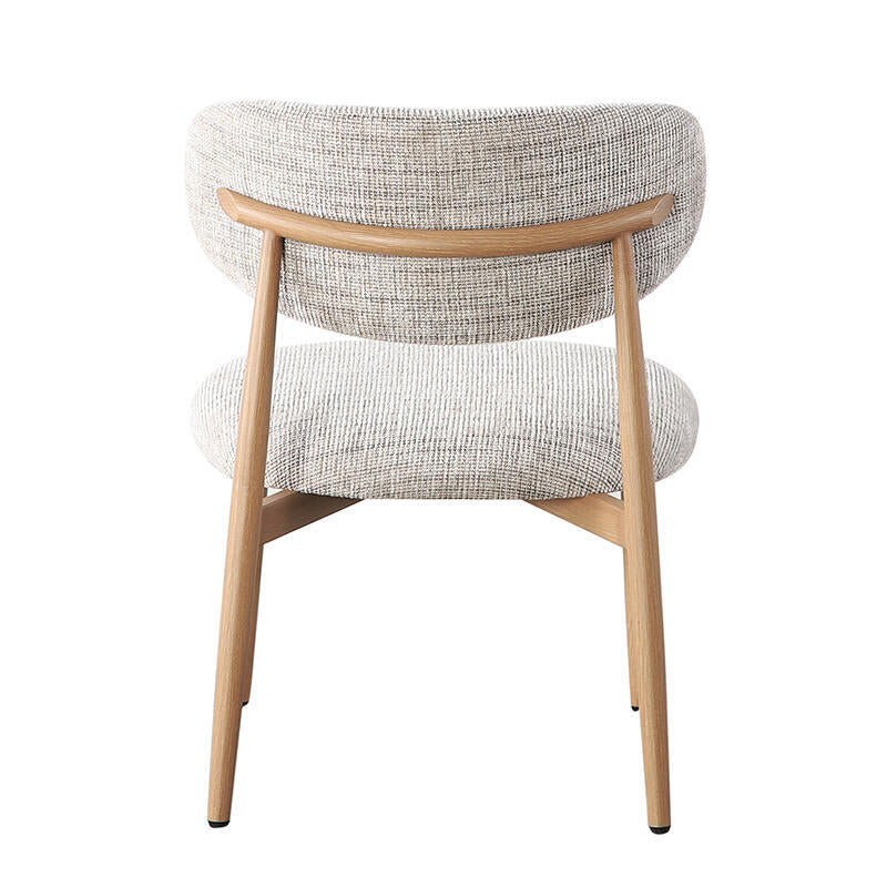 JAPANDI fauteuil grijsbeige met houten basis