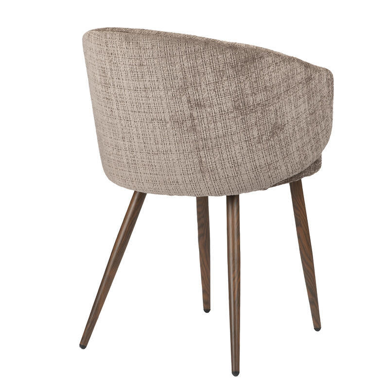 Stuhl LUNA taupe mit dunklem Holzgestell