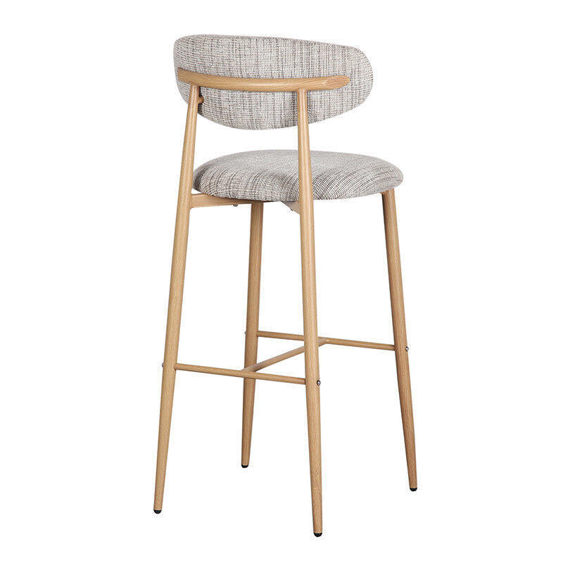Hocker JAPANDI grijsbeige met houten basis