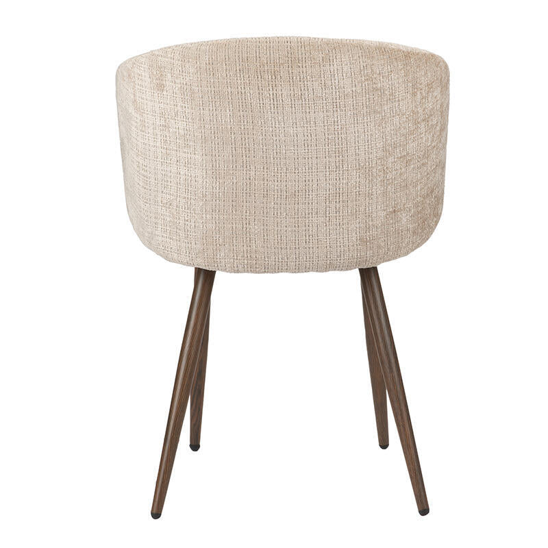 Stuhl LUNA creme-beige mit dunklem Holzgestell