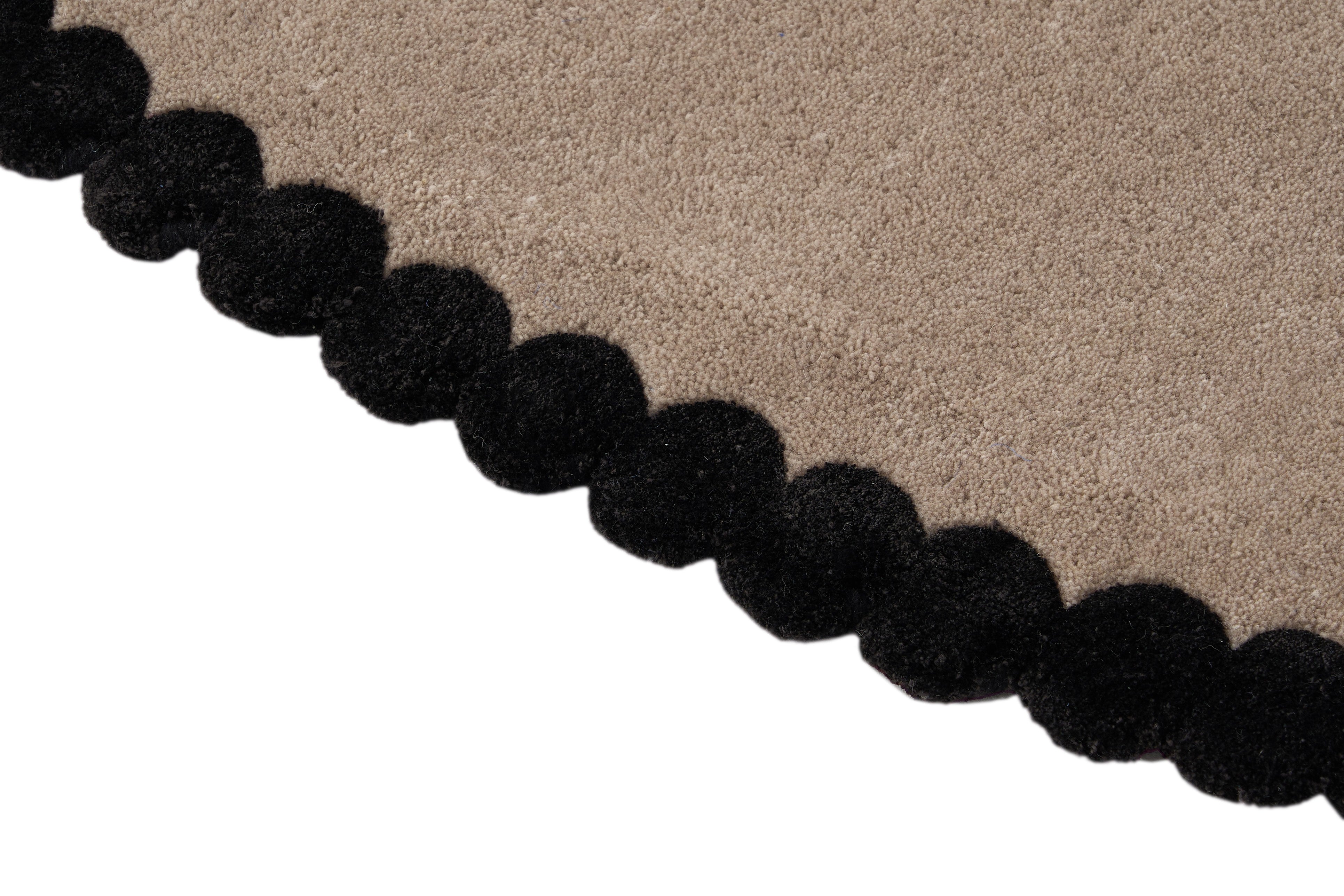 Ronde vloerkleed LAILA beige met zwart