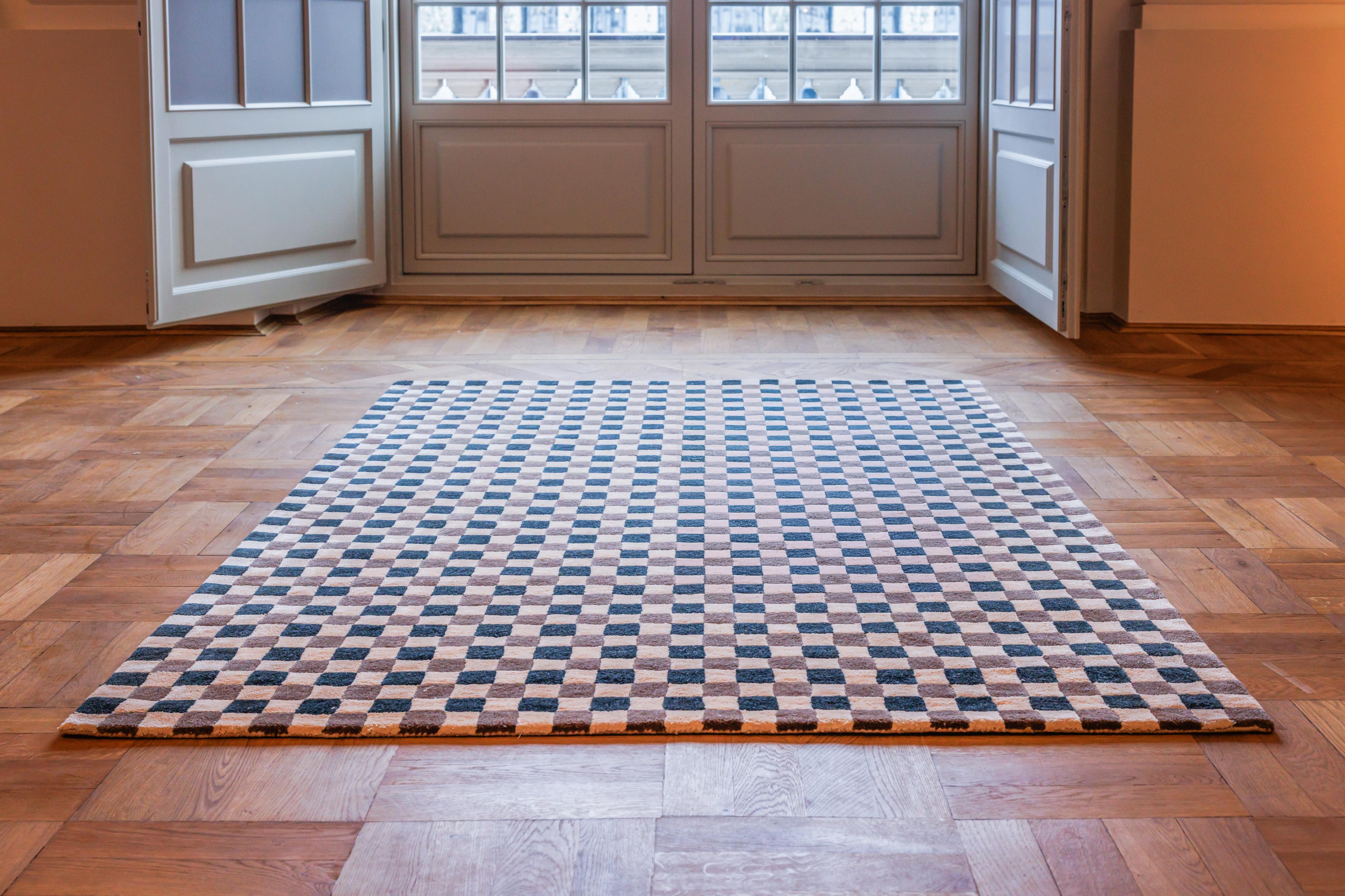 Vloerkleed FLICKER donkergroen met beige en bruin