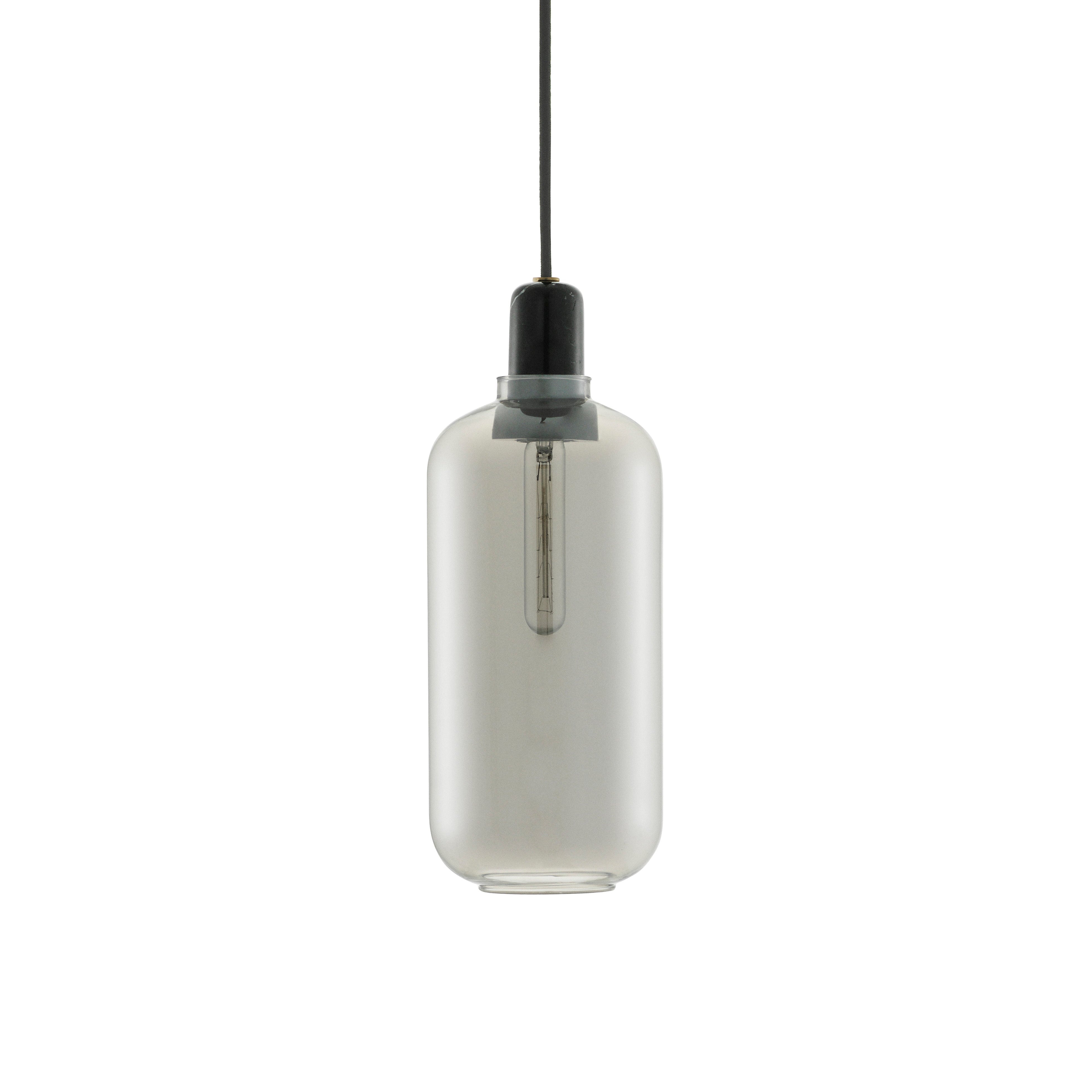AMP LARGE pendant lamp with smoked glass and black marble
