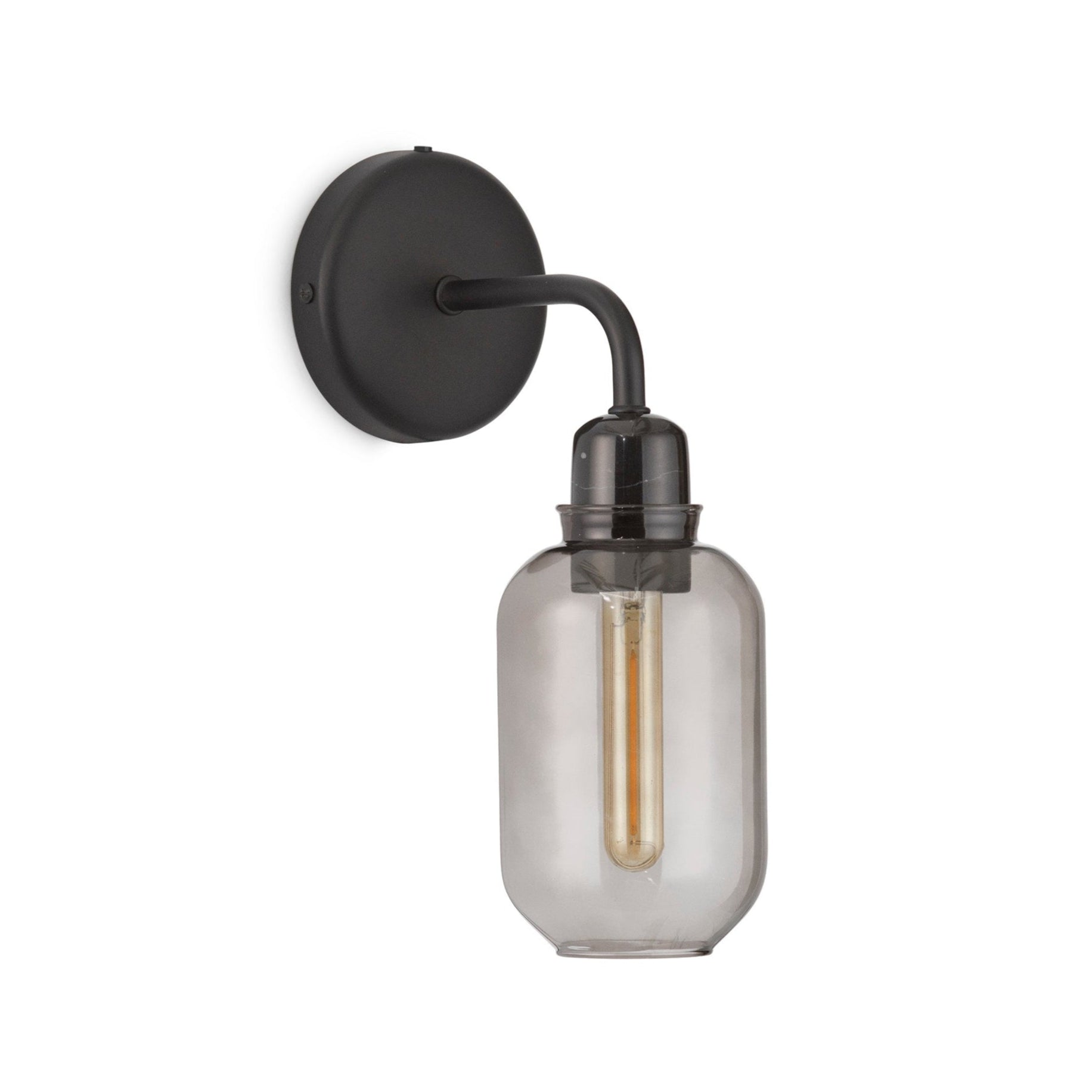 Wandlamp AMP met gerookt glas en zwarte marmer