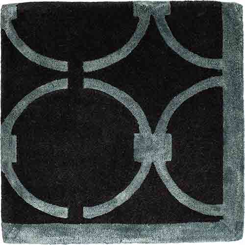 GLAM dark gray rug with blue geometric pattern