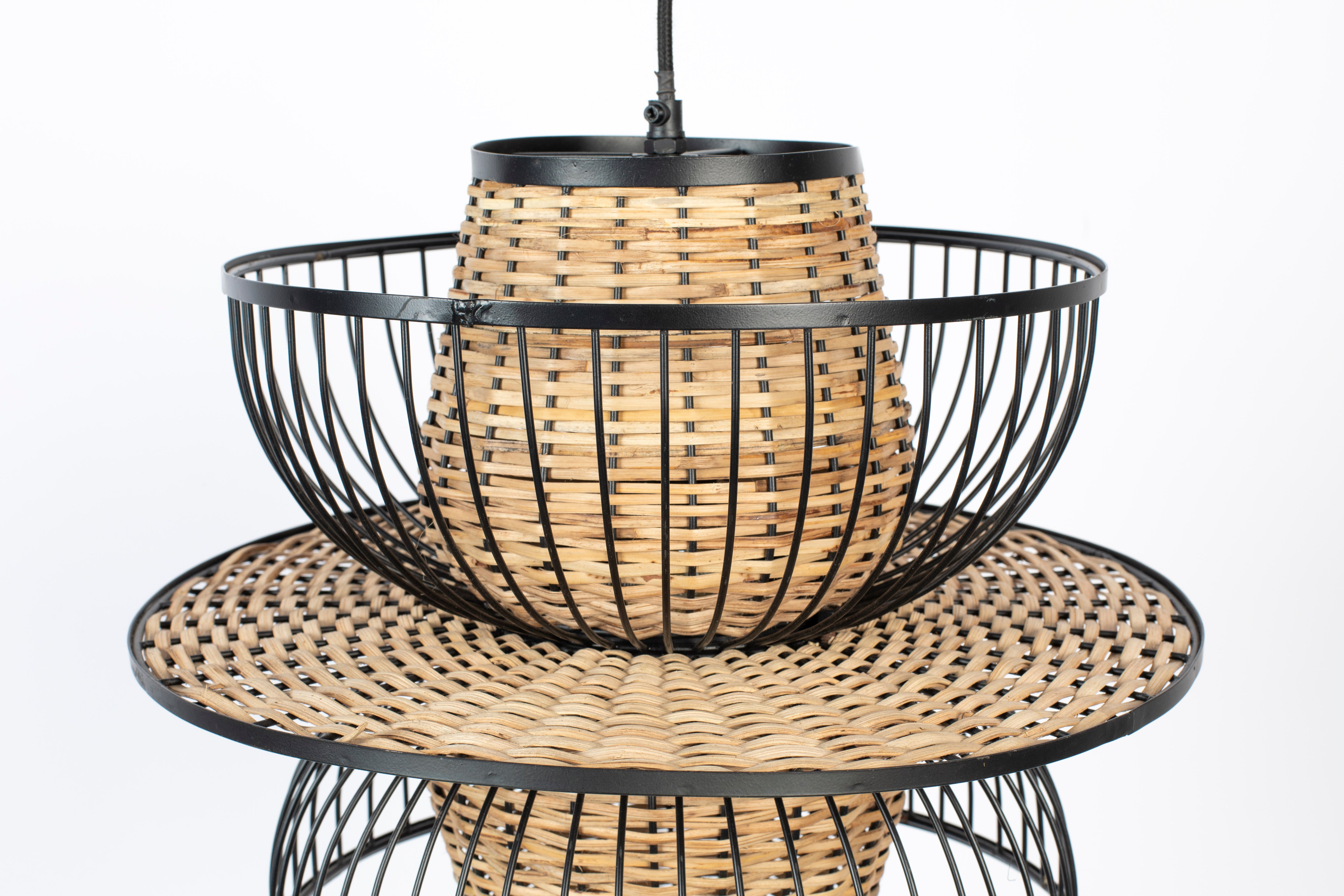 Pendelleuchte CARMEN schwarz mit natürlicher Oberfläche