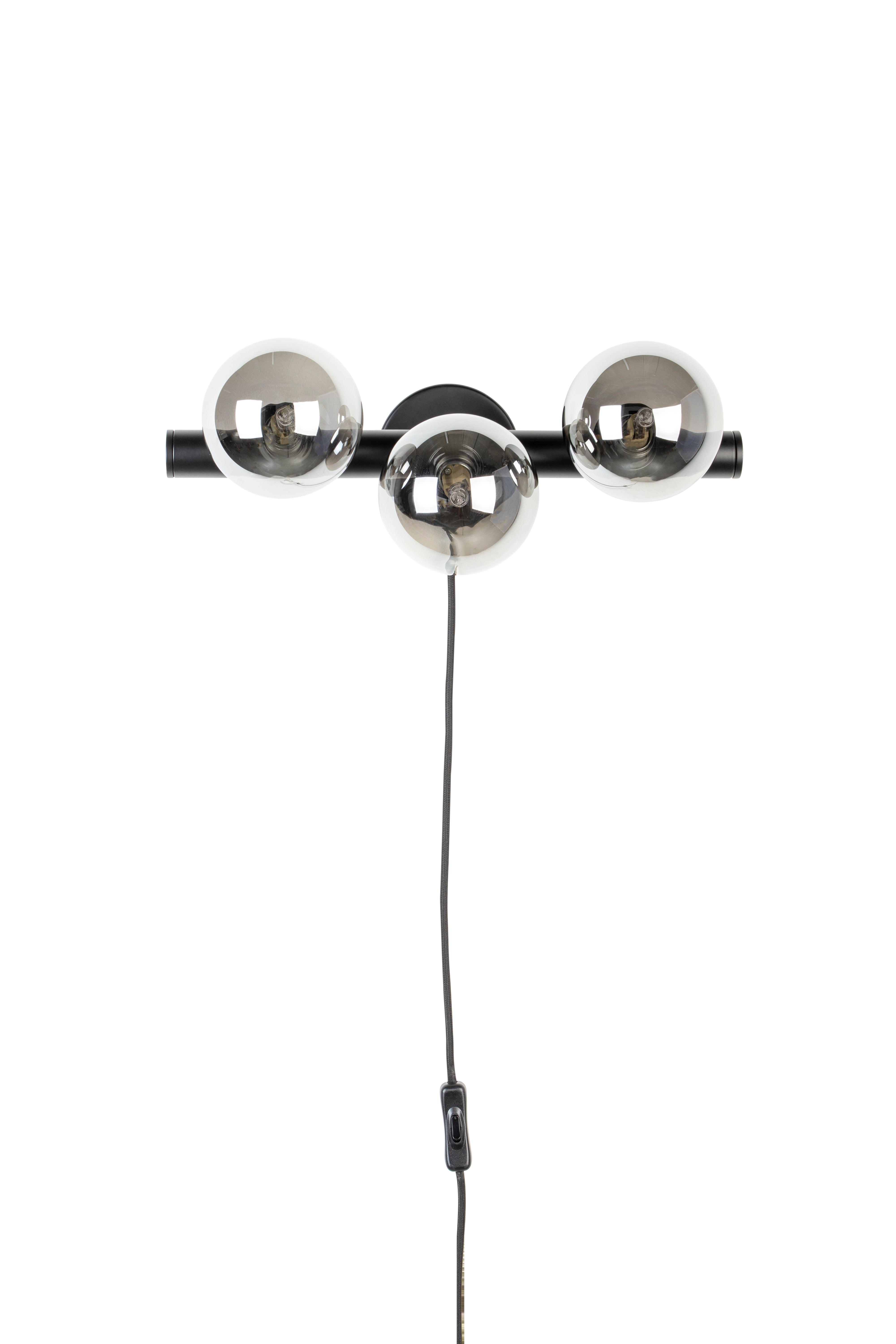 Driepunts wandlamp MONICA gerookt glas