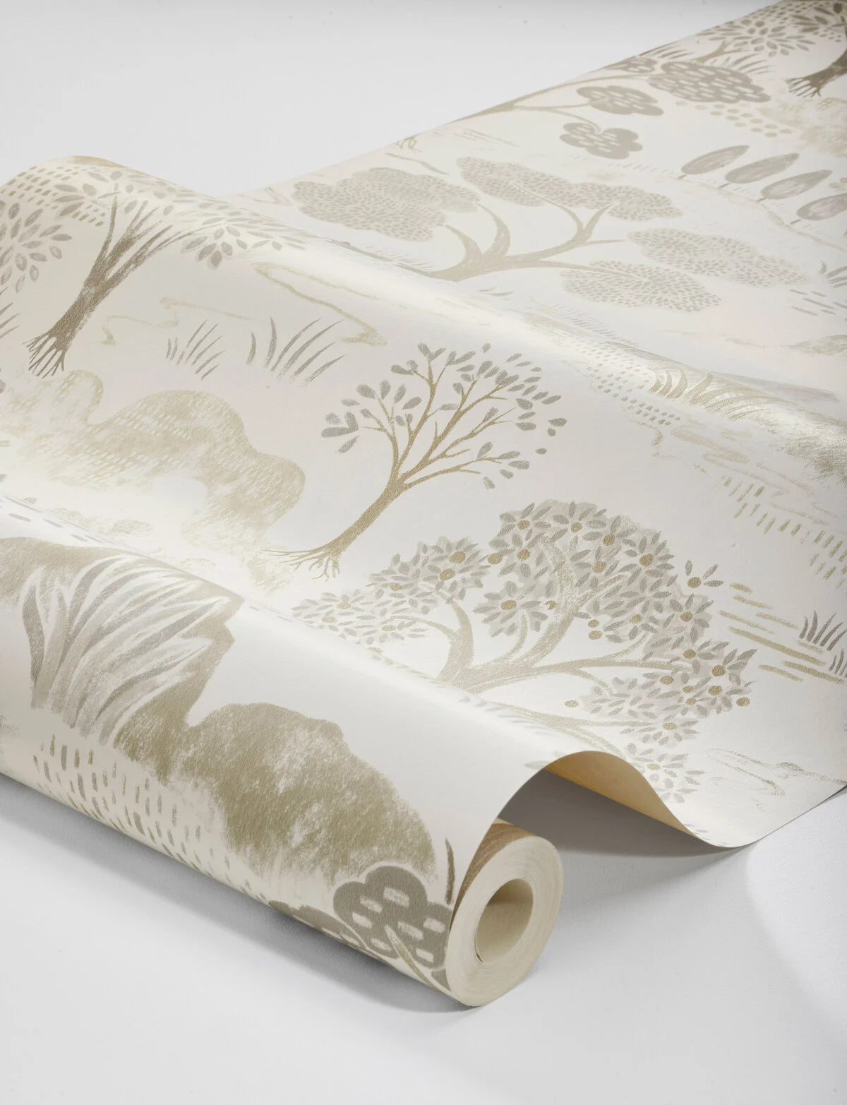 Beige wandtapijt met plantenlandschap DIANA met grijs