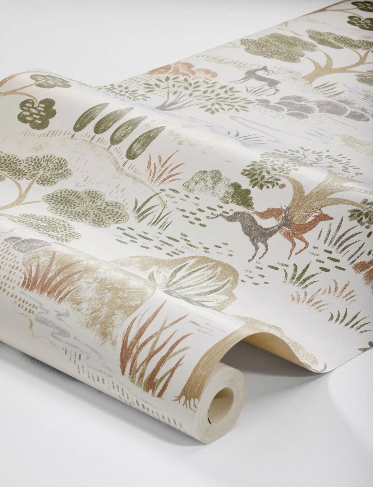 DIANA White and Green Botanical Landscape Wallpaper