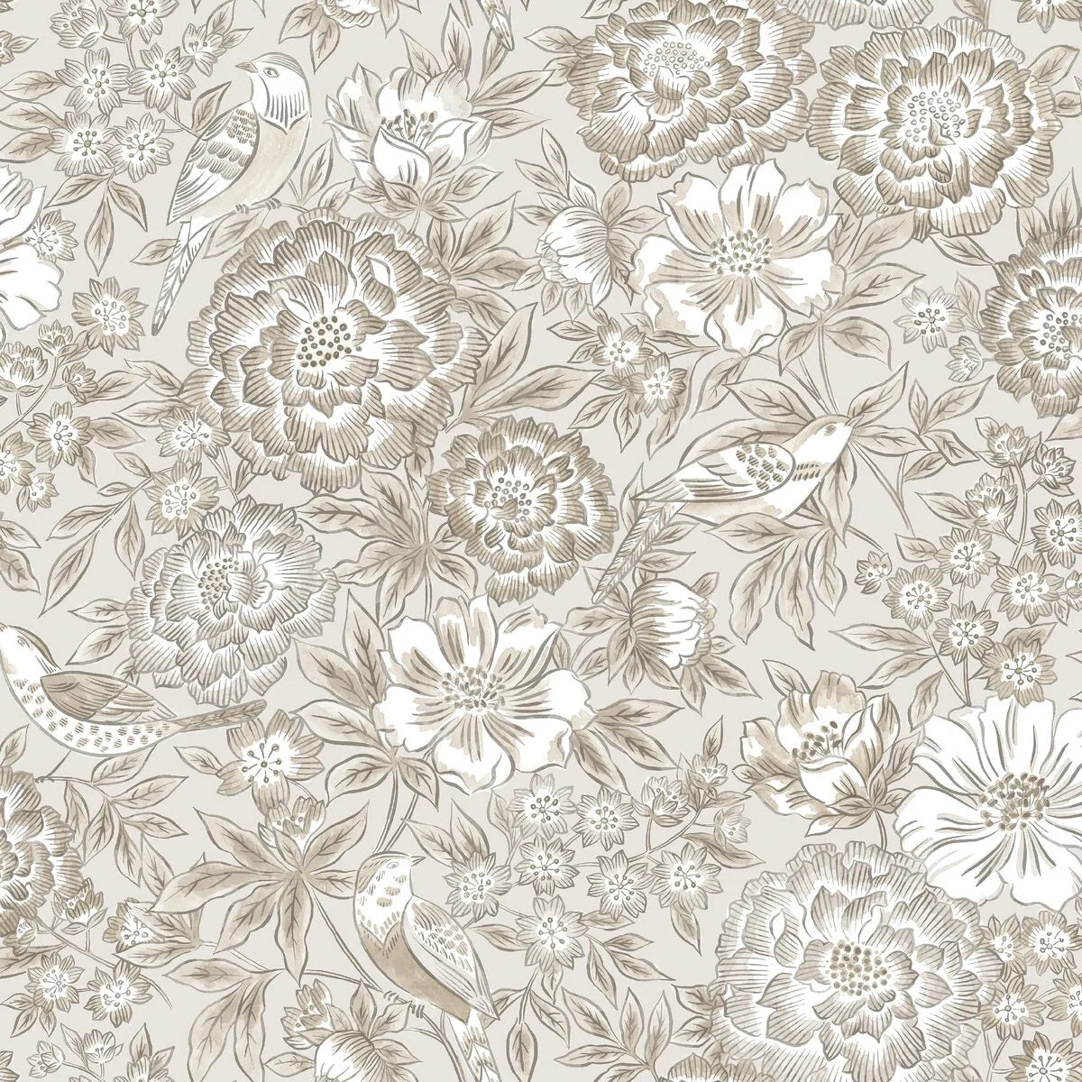 Beige wandtapijt met bloemenmotief DAGMAR met wit