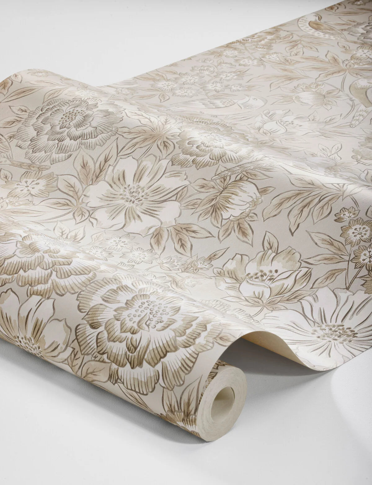 Beige wandtapijt met bloemenmotief DAGMAR met wit