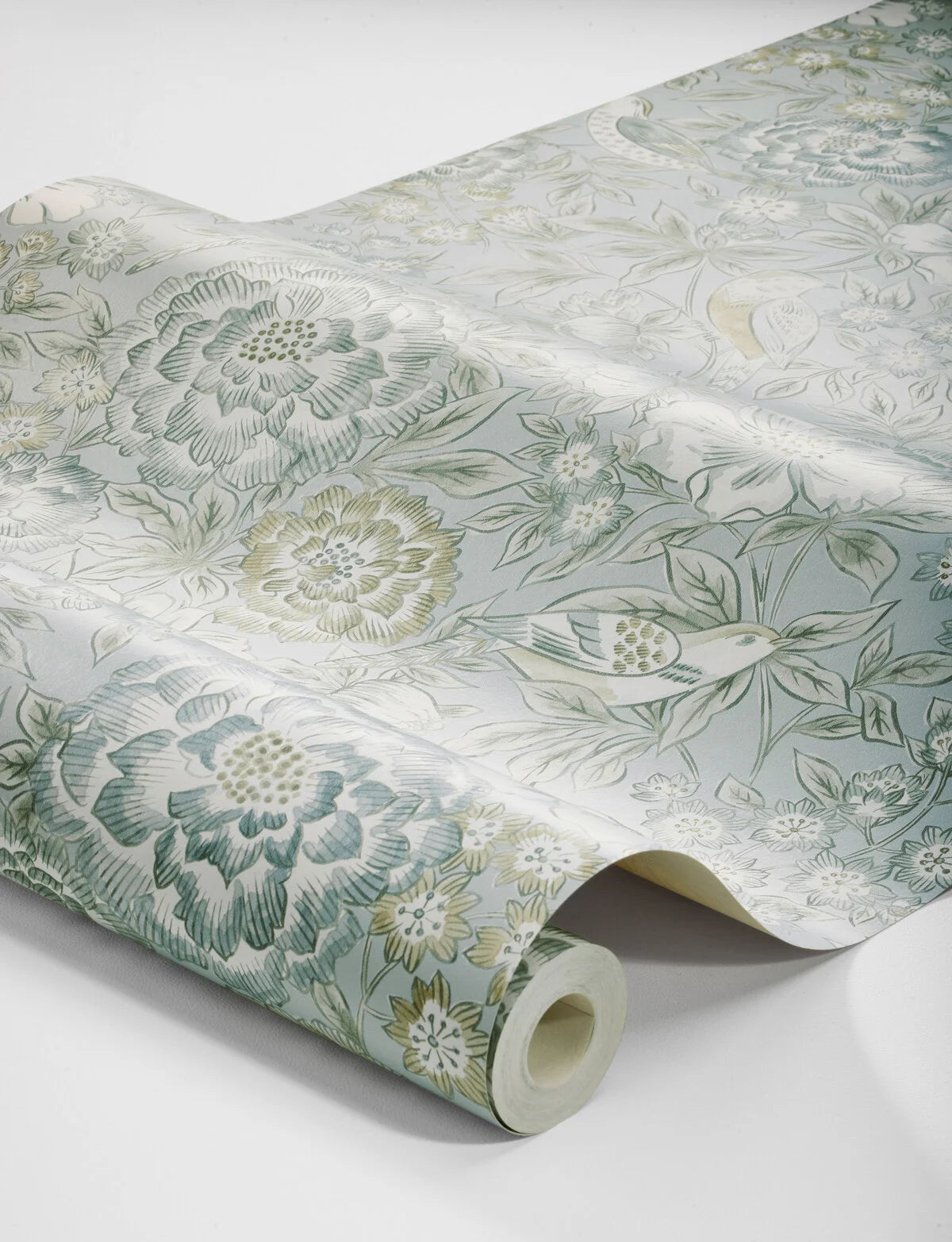 DAGMAR Mint Green Floral Pattern Wallpaper with White