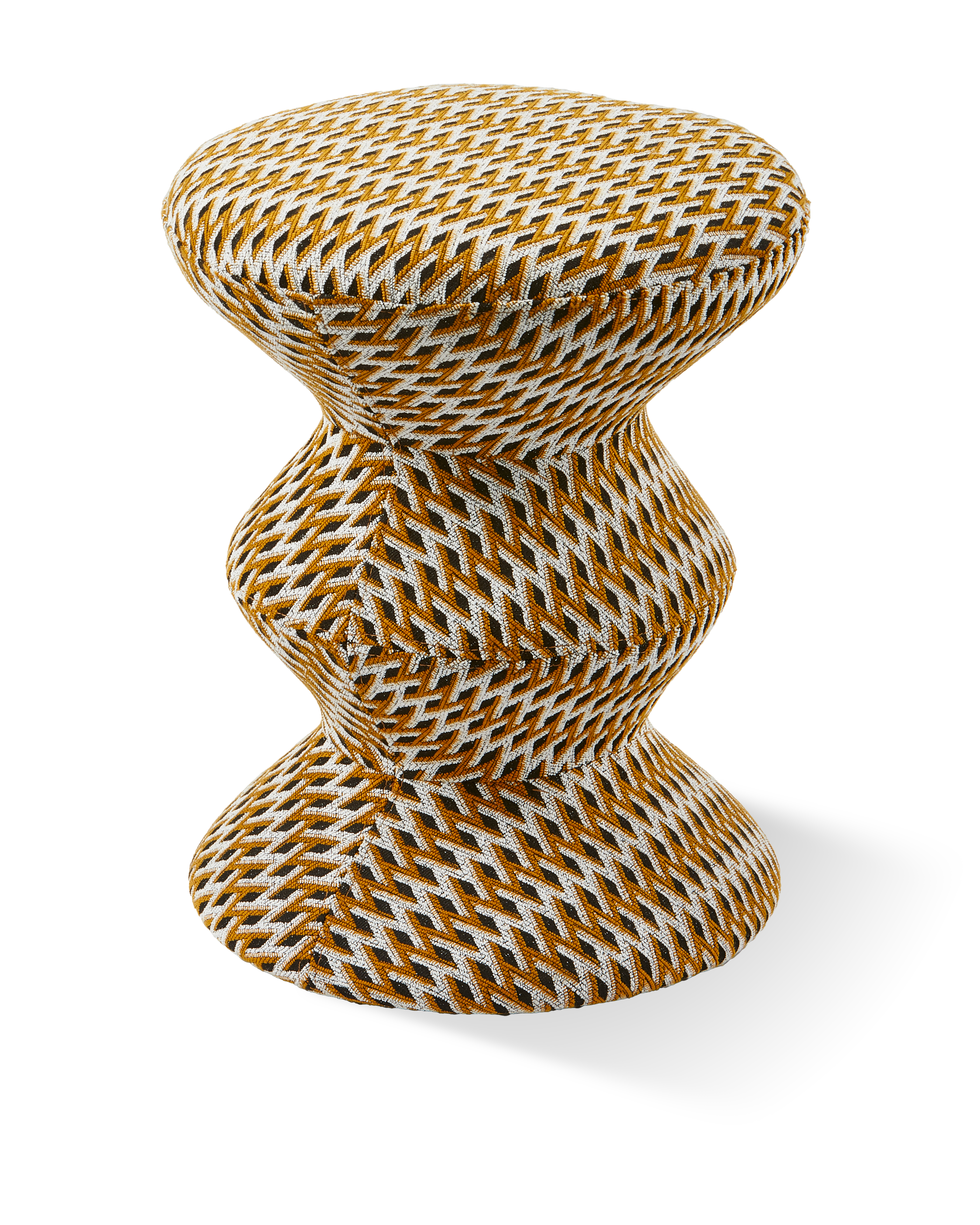 Hocker SOFT ZIG ZAG oranje met wit en zwart