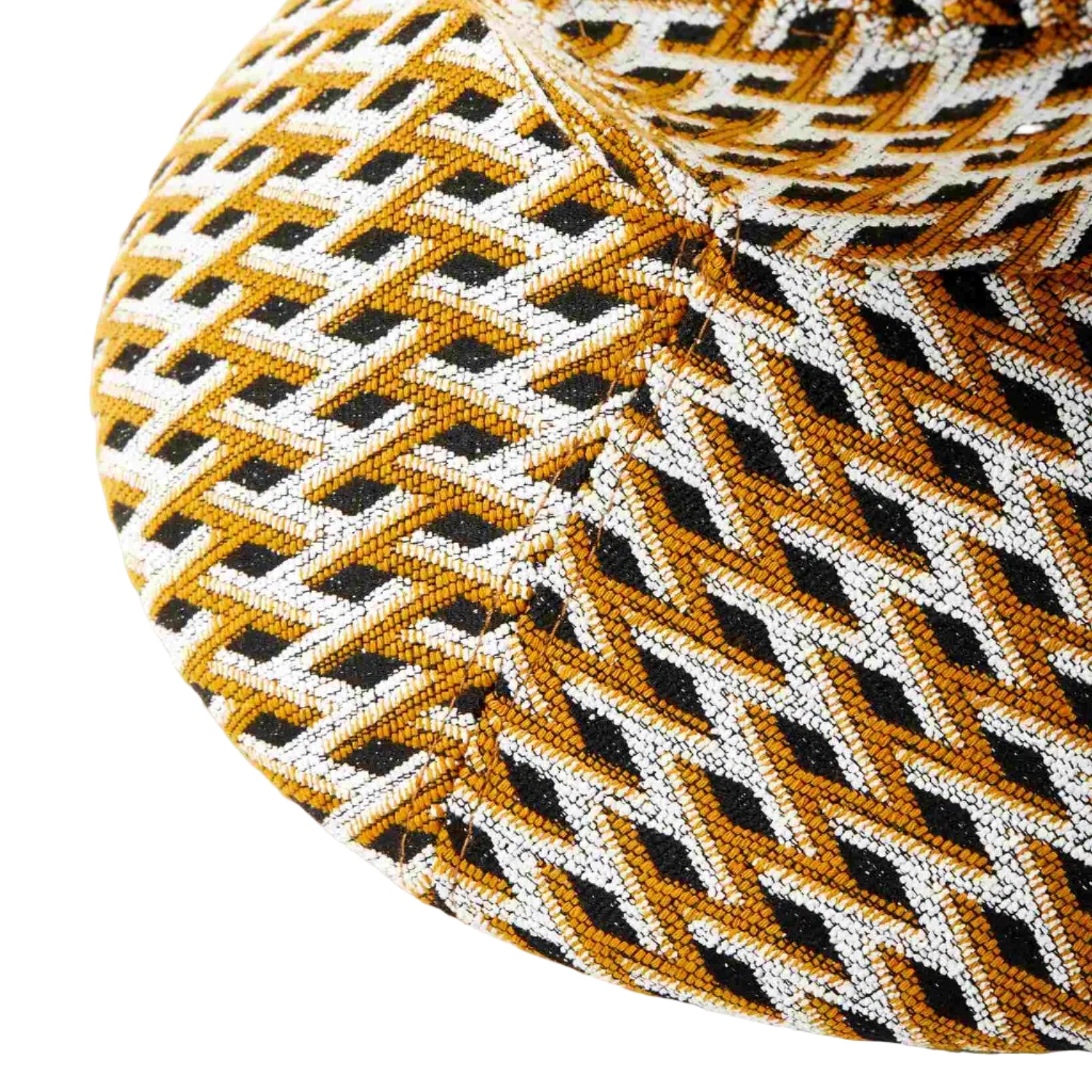 Hocker SOFT ZIG ZAG oranje met wit en zwart