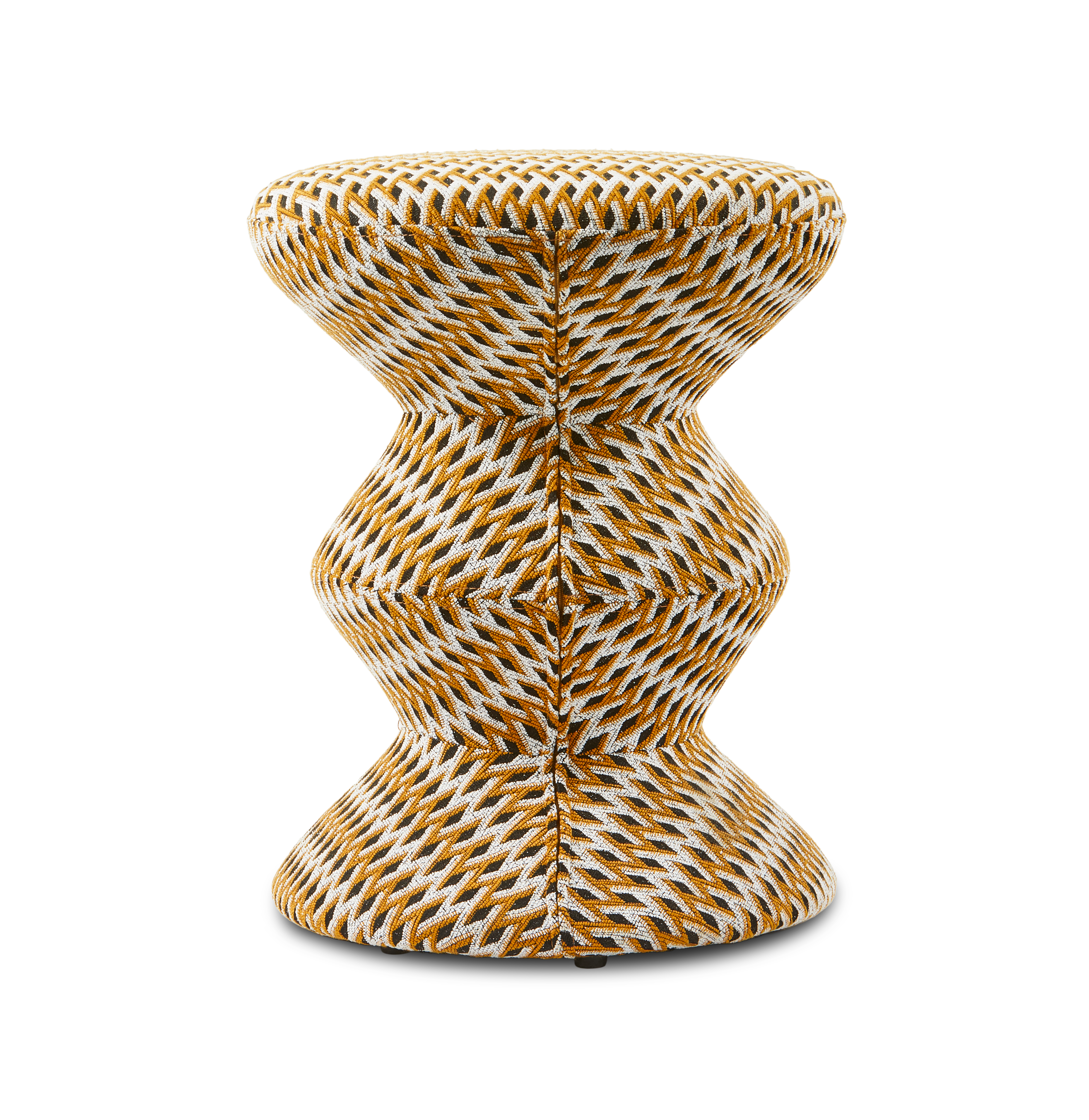 Hocker SOFT ZIG ZAG oranje met wit en zwart