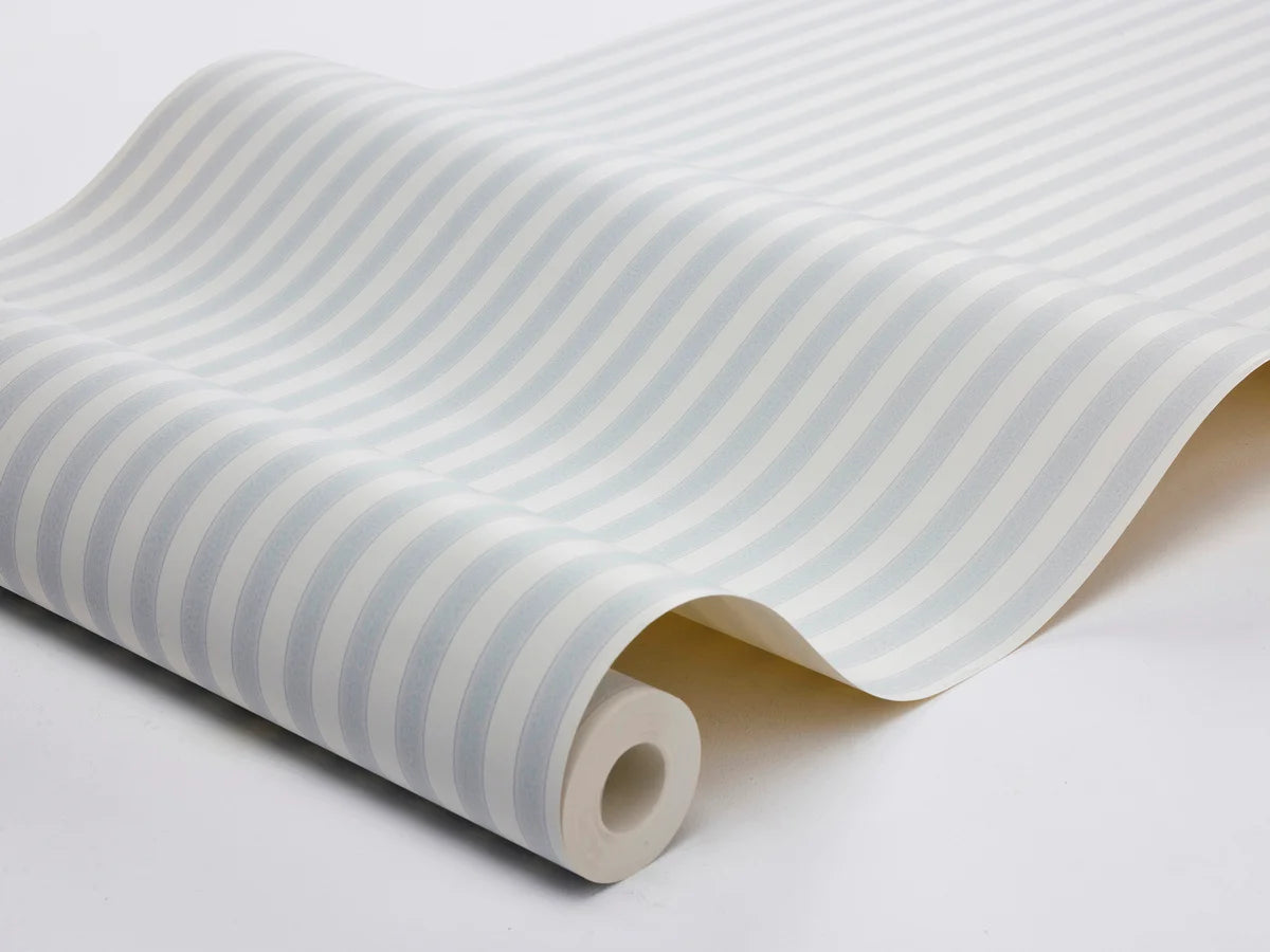 Gestreepte behang MÖLLE STRIPE blauw met beige
