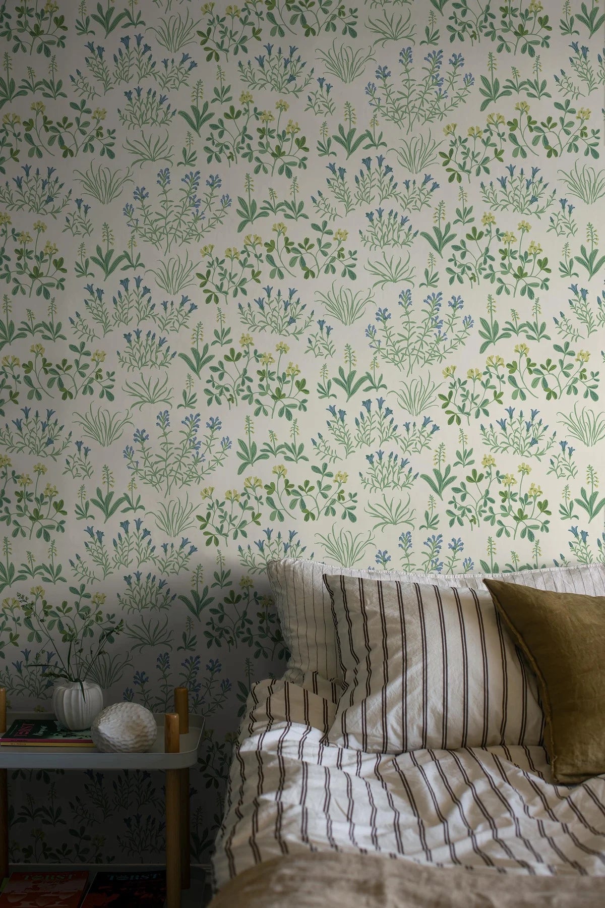 Wandtapijt met plantenmotief bloemen NORAS ANG wit met groen
