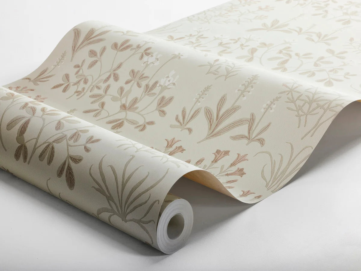 Behang met bloemenmotief NORAS ANG zandkleurig met bruin
