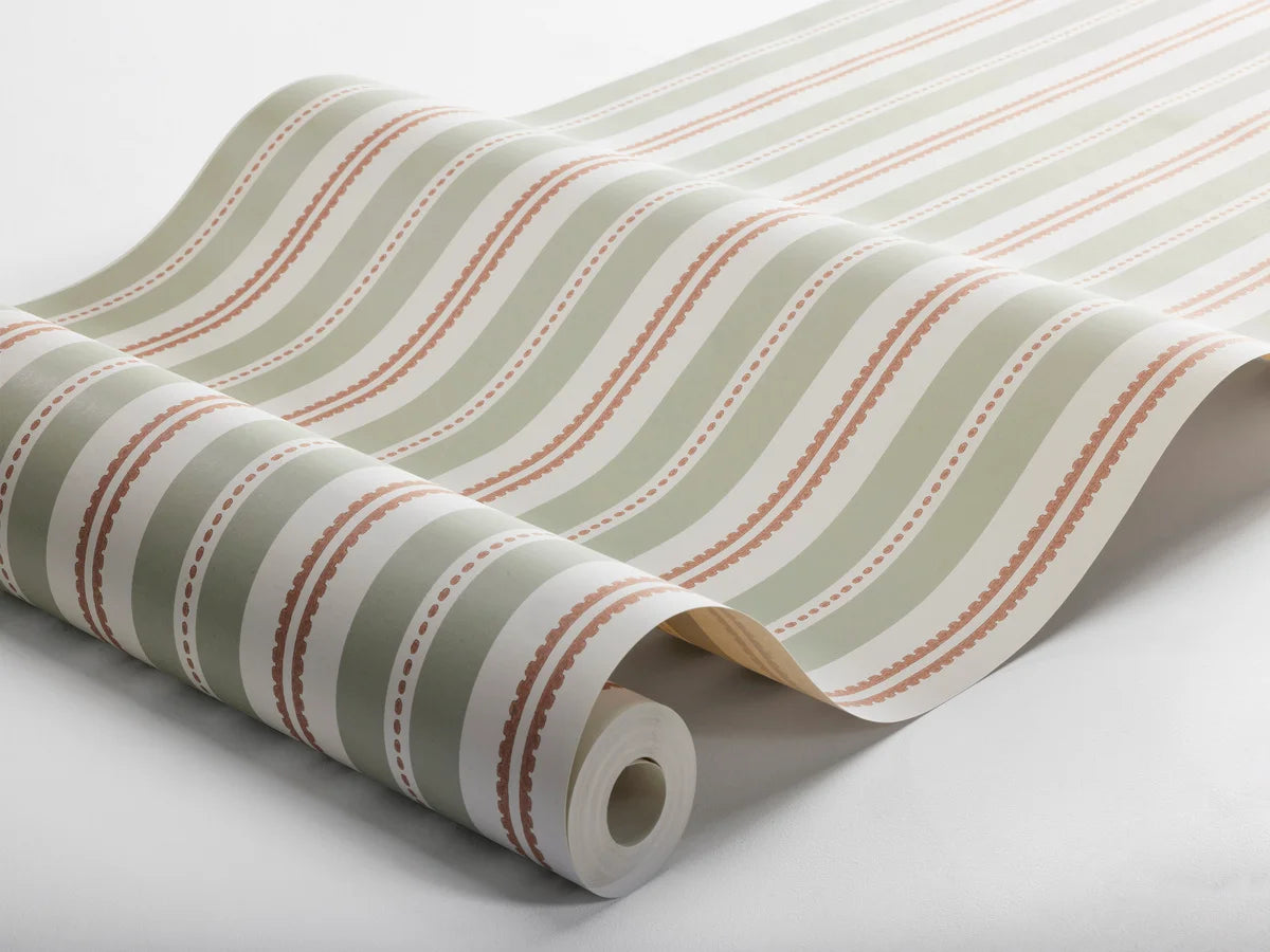 Gestreepte behang HEDDA groen met wit