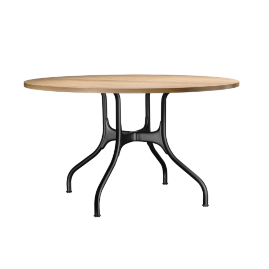 Round table MILA with a black steel base