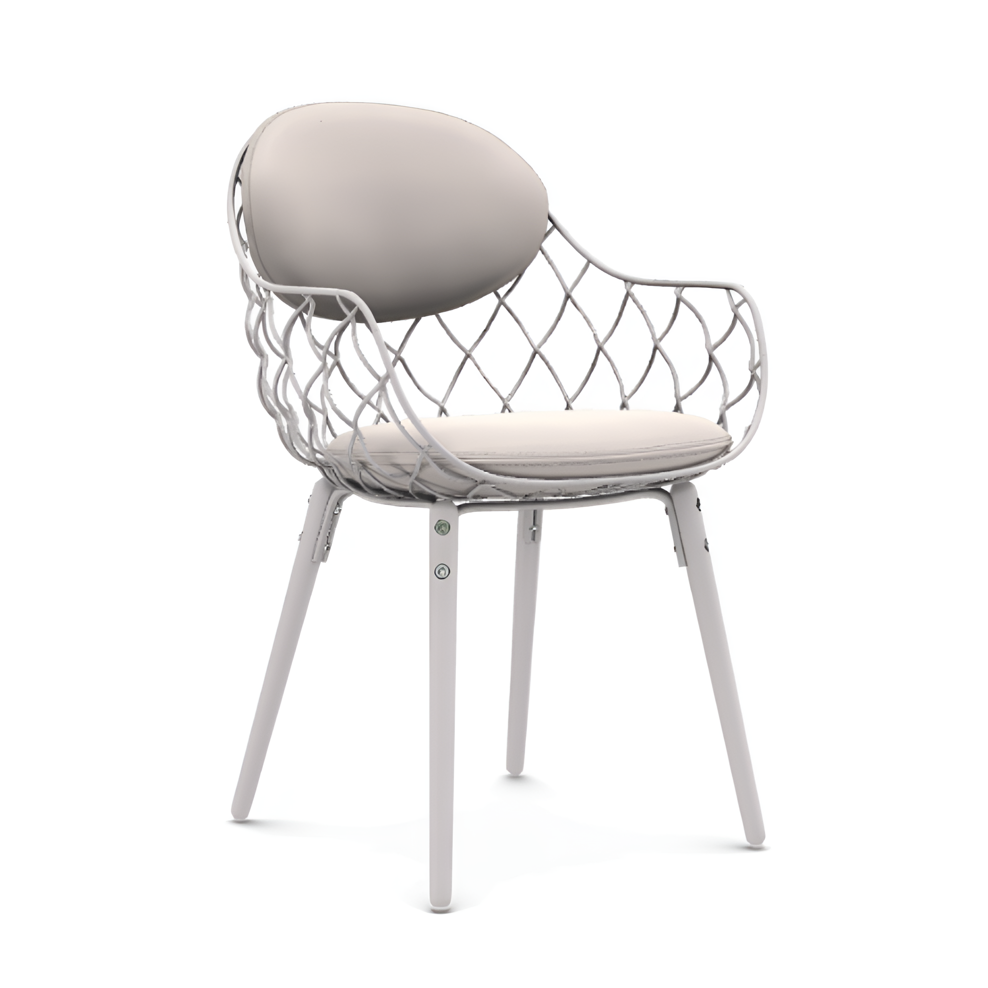 PIÑA chair white leather with a white ash base
