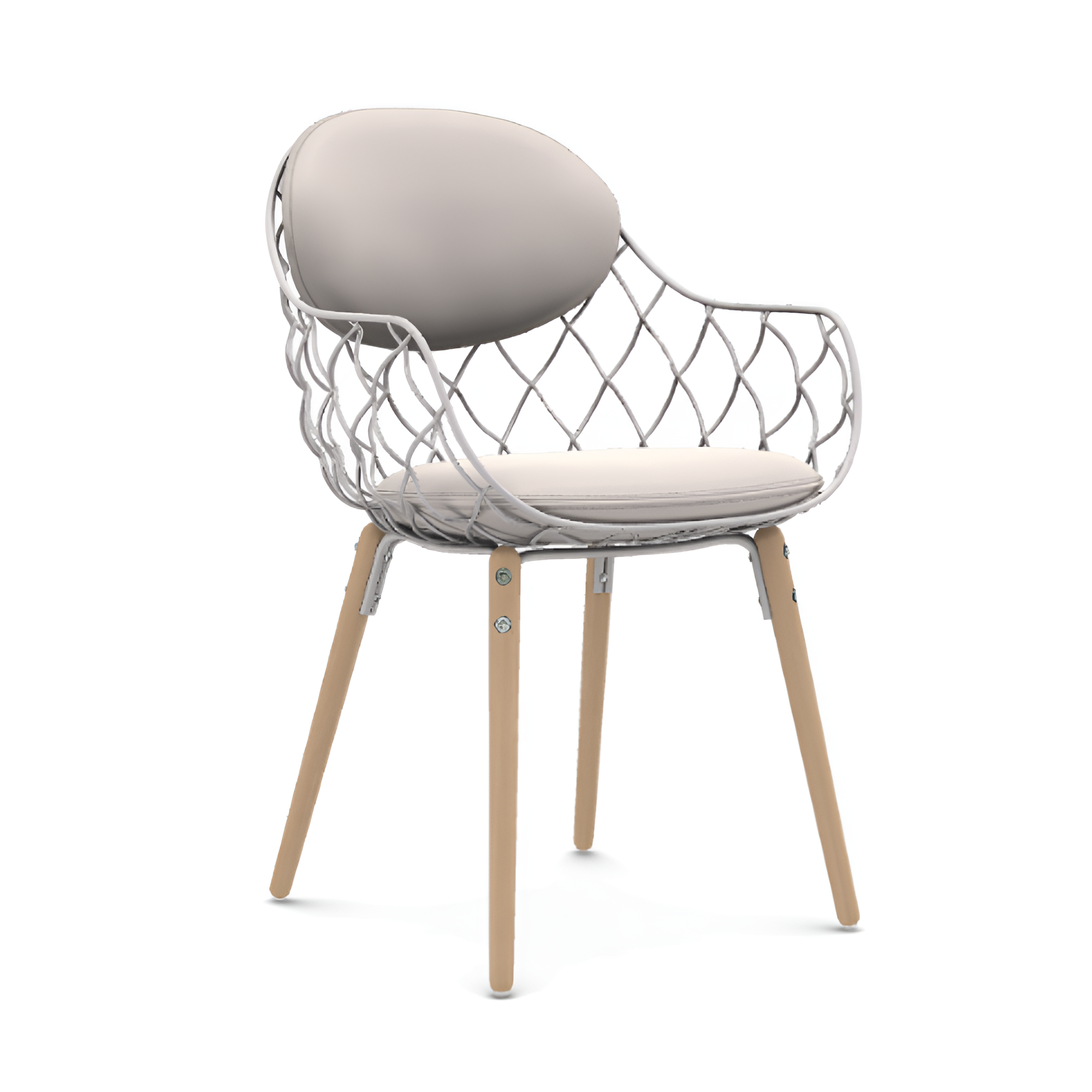 PIÑA chair white leather with ash base
