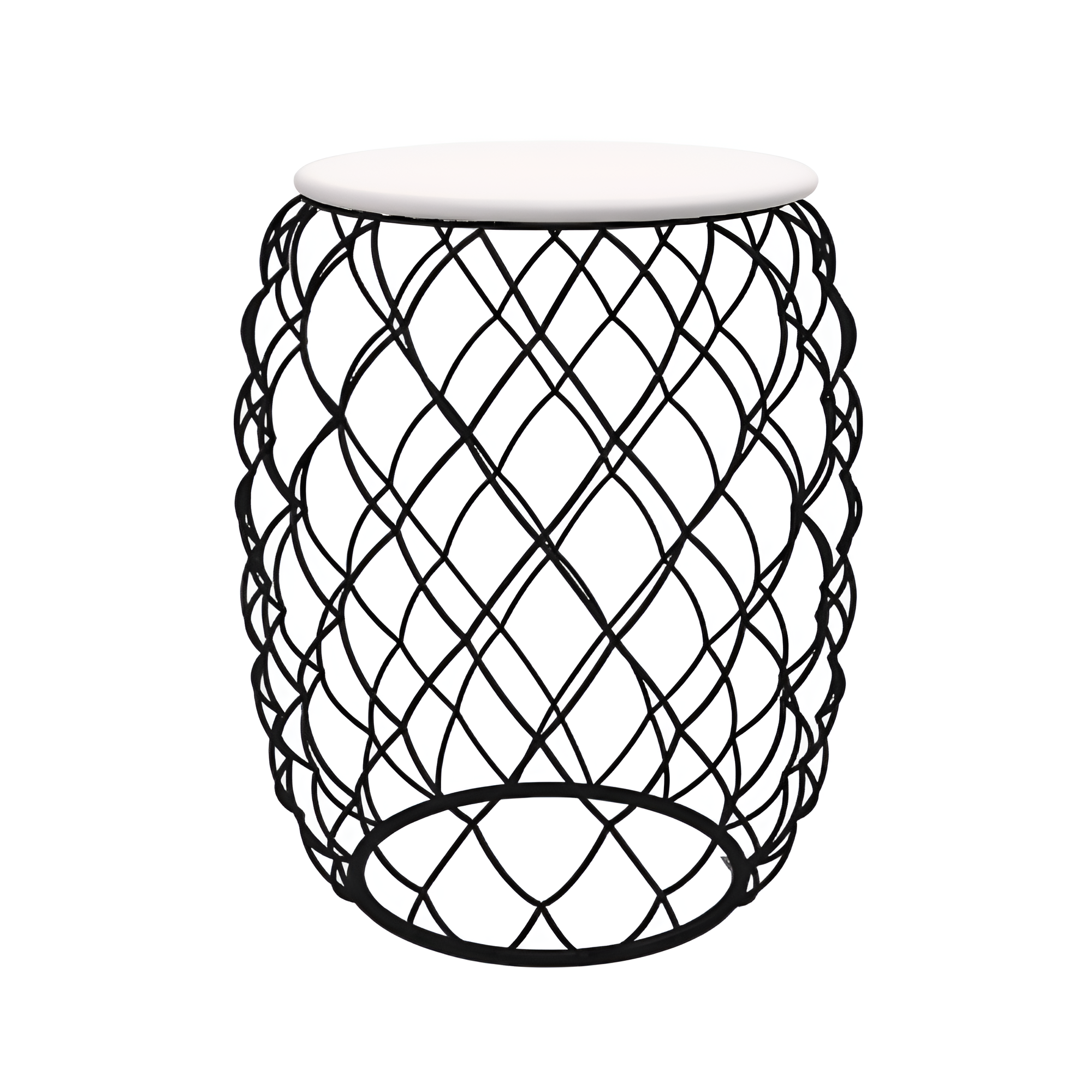 PIÑA Beistelltisch, weiße Holzplatte mit schwarzem Untergestell