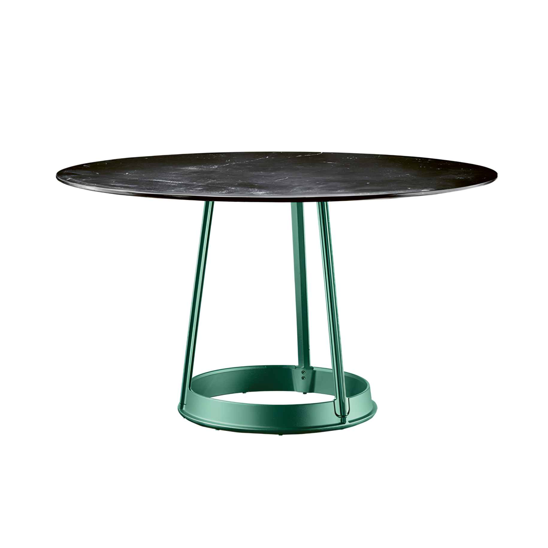 Ronde tafel BRUT zwart marmer met groene voet