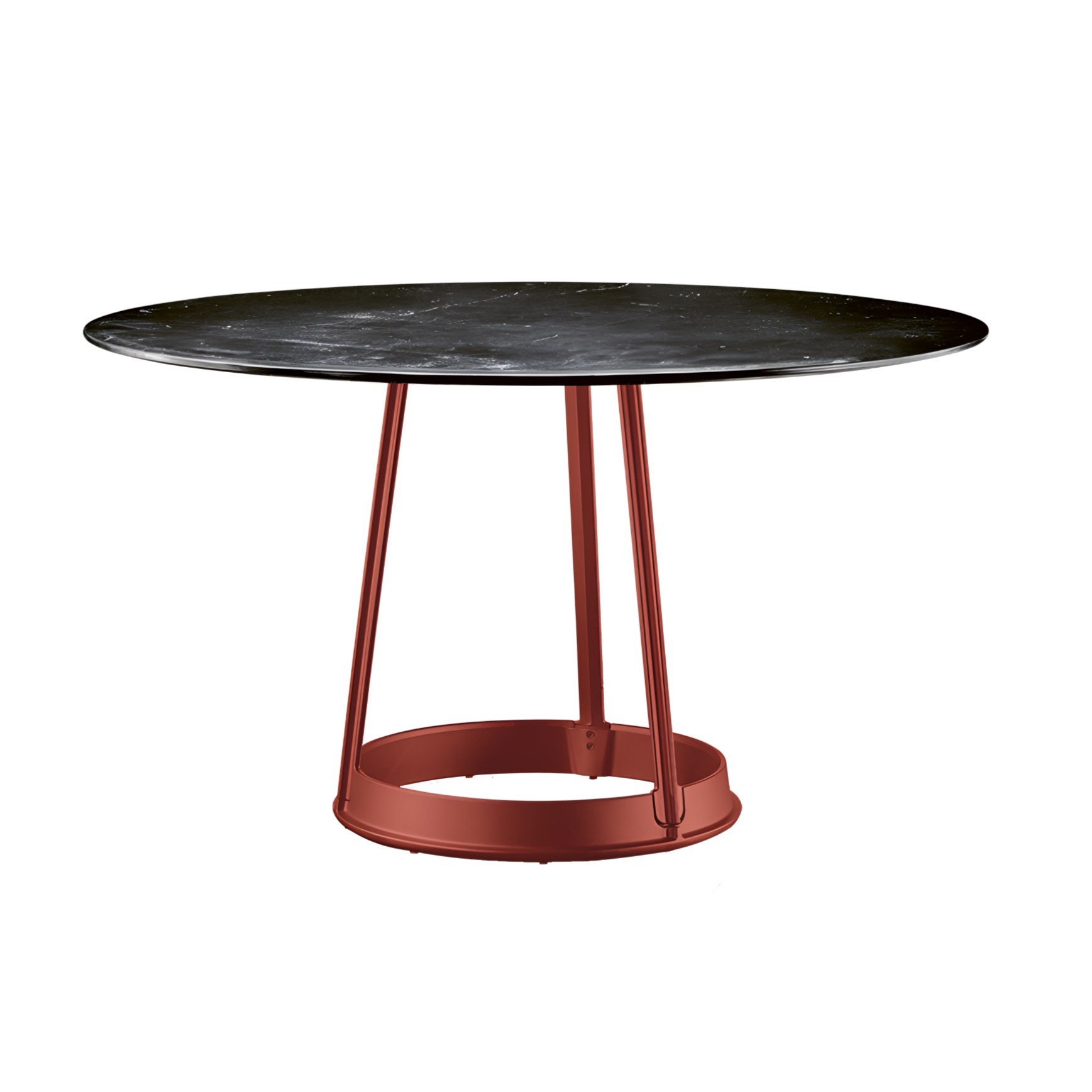 Ronde tafel BRUT zwart marmer met rode voet