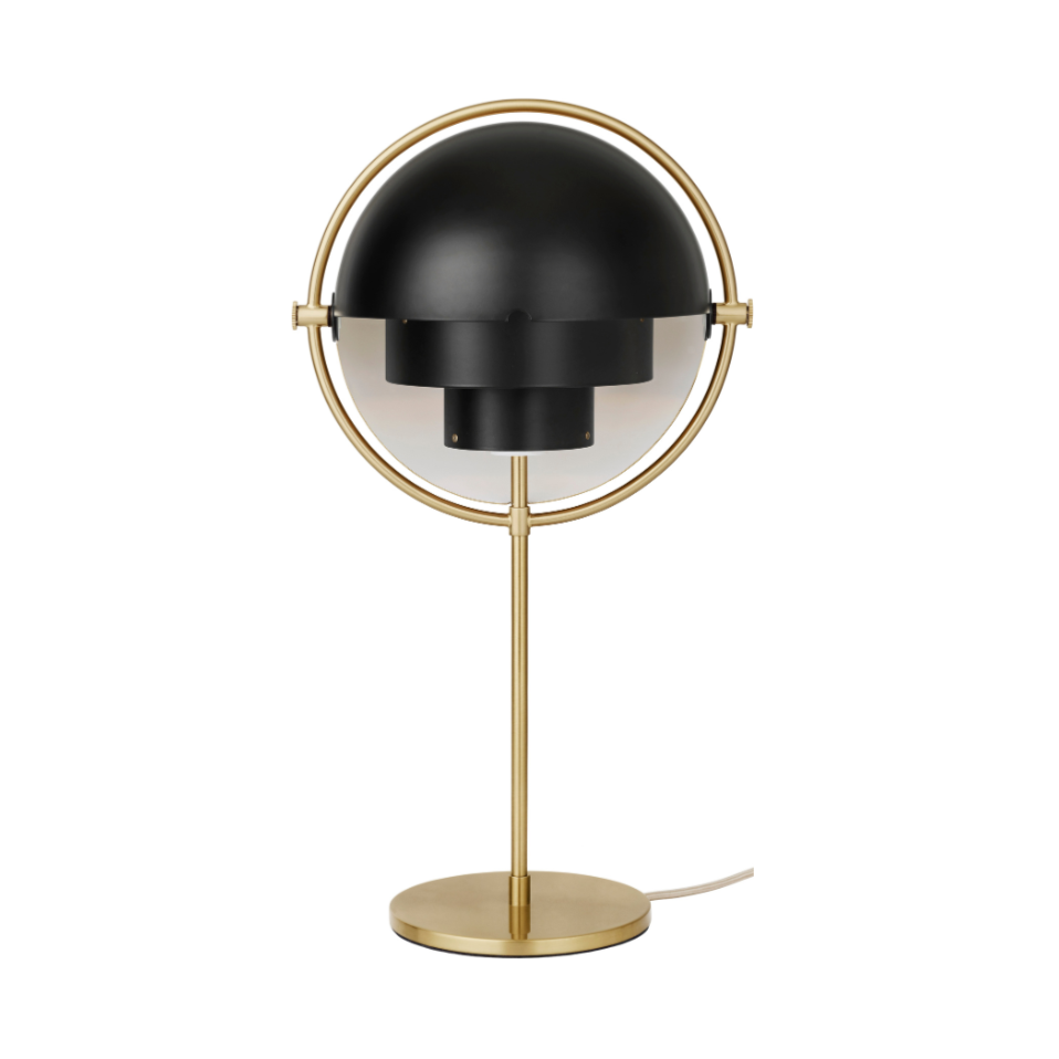 MULTI-LITE schwarze Tischlampe mit Messingsockel