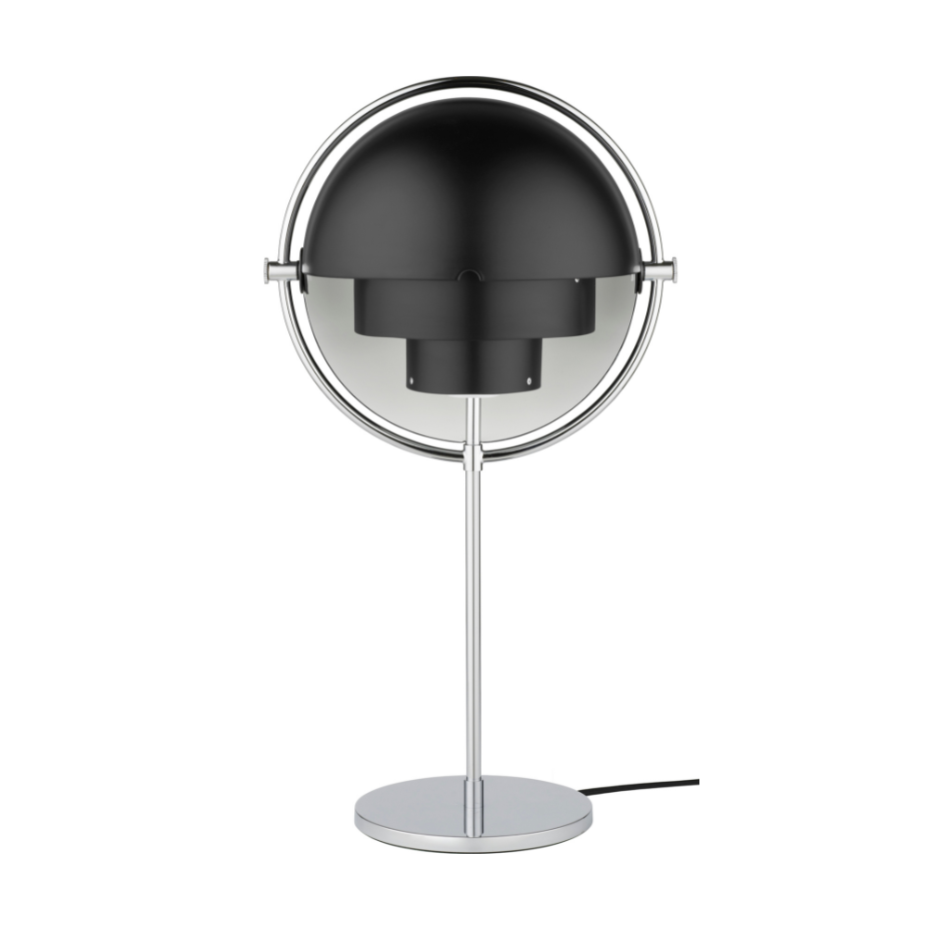 MULTI-LITE table lamp in black with a chrome base
